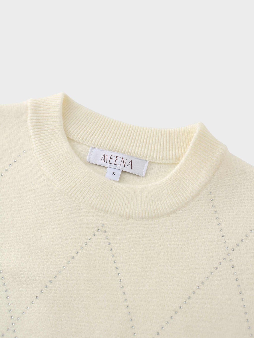 Diamond Stud Design Sweater-Ivory