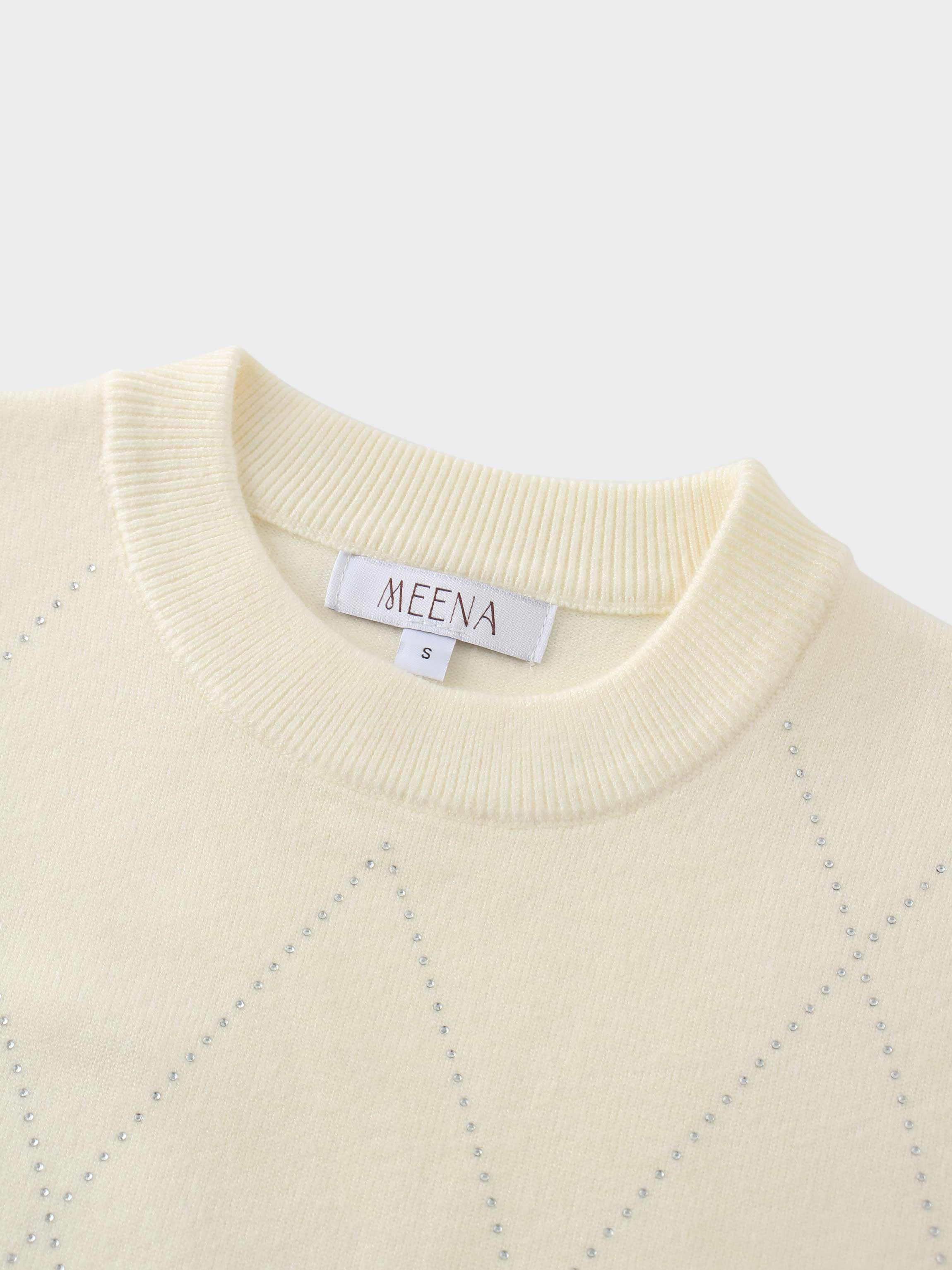 Diamond Stud Design Sweater-Ivory