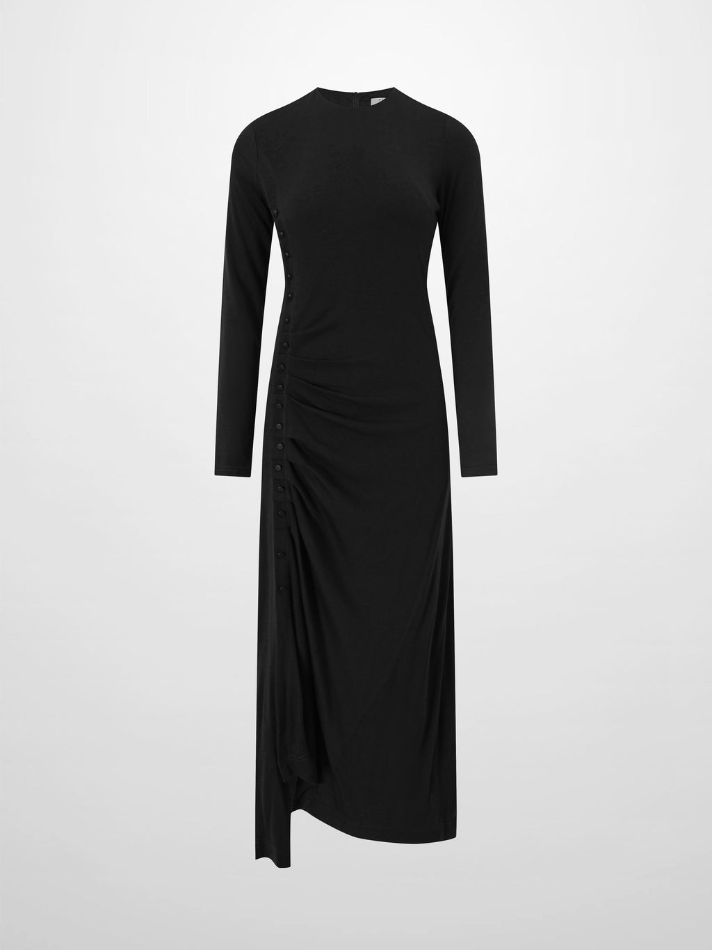 Side Shirred Button Down Knit-Black