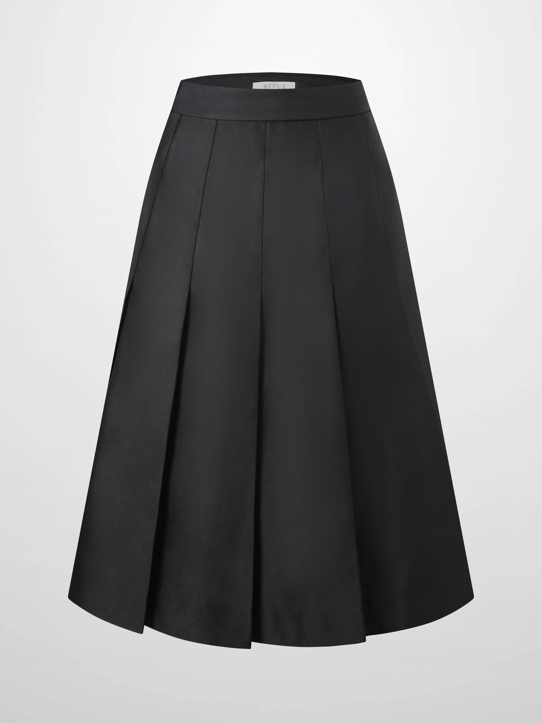 Lux Satin Pleated Skirt 26"-Black
