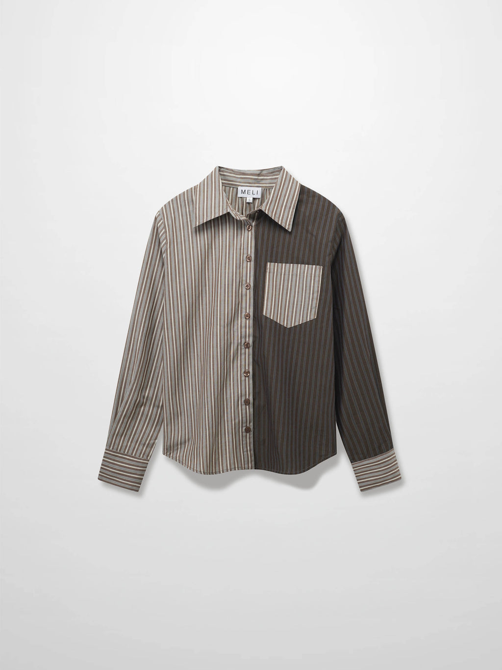 Mix Pinstripe Button Down Shirt-Khaki Stripe