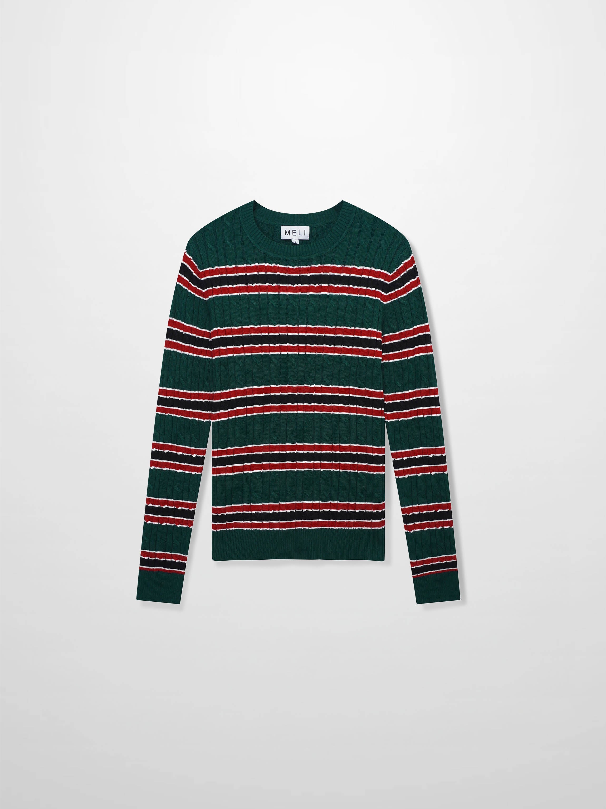 Striped Cable Sweater-Green Stripe
