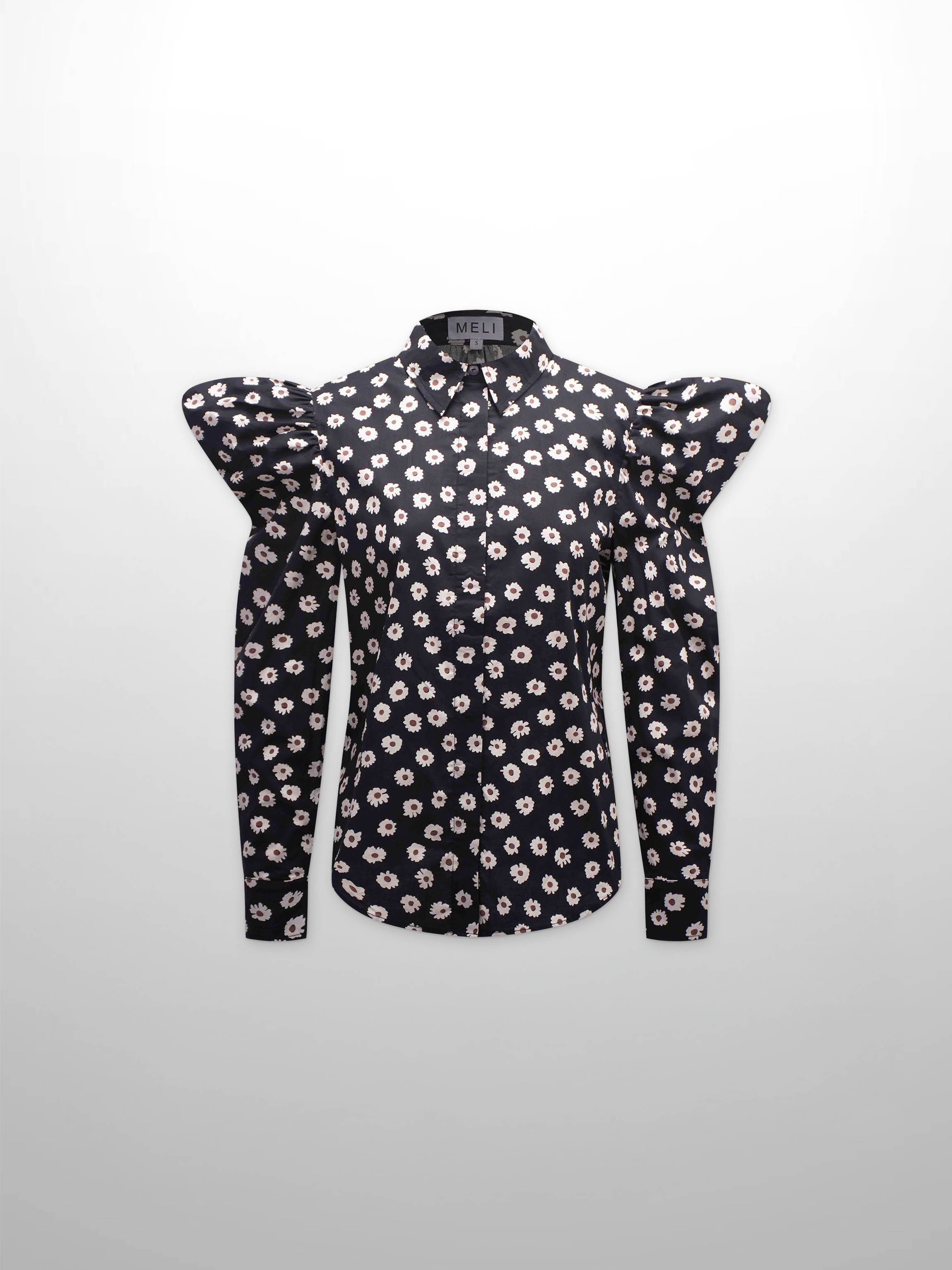 Puff Sleeve Blouse-Flower Poppy