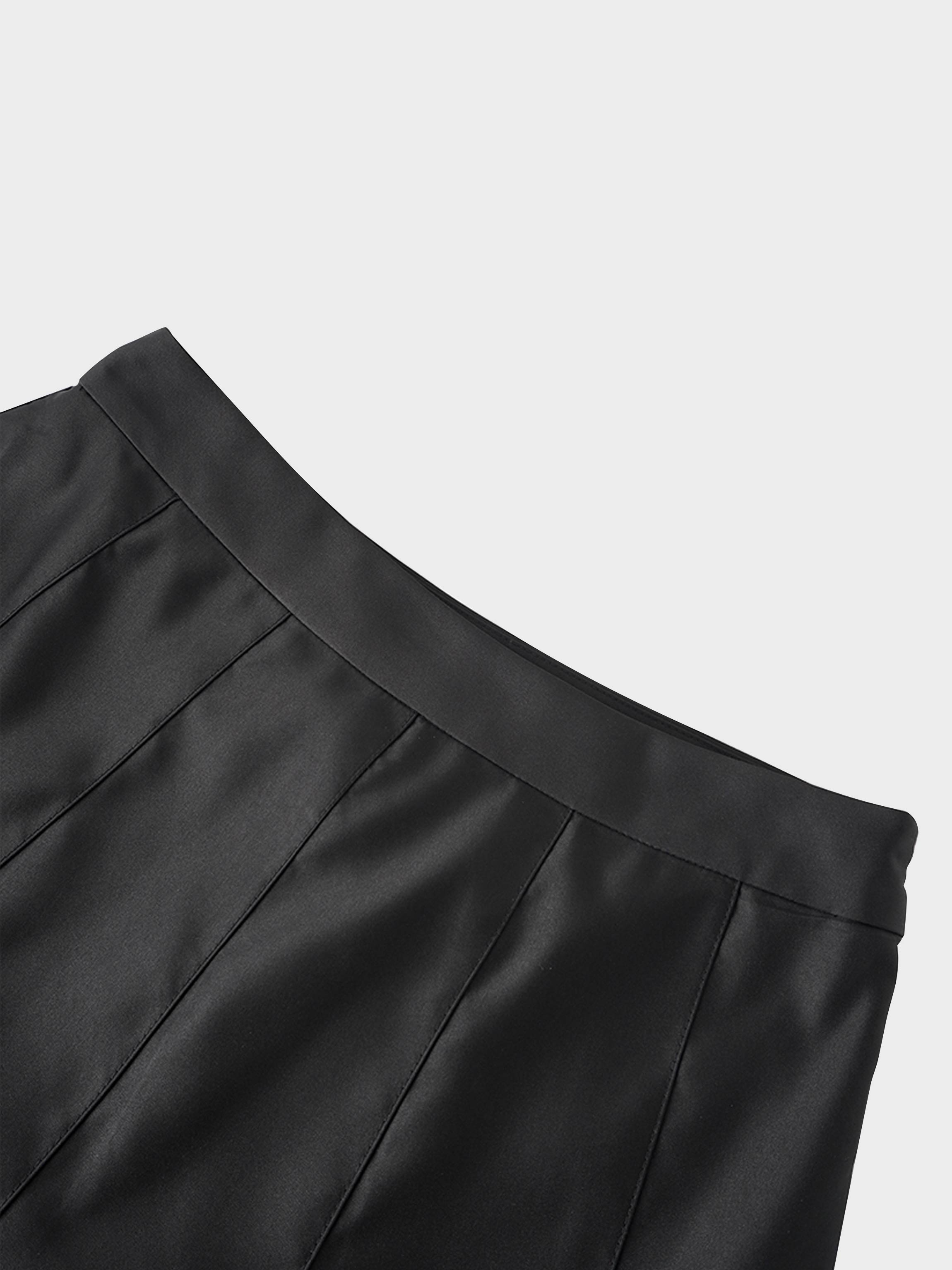 Lux Satin Pleated Skirt 26"-Black