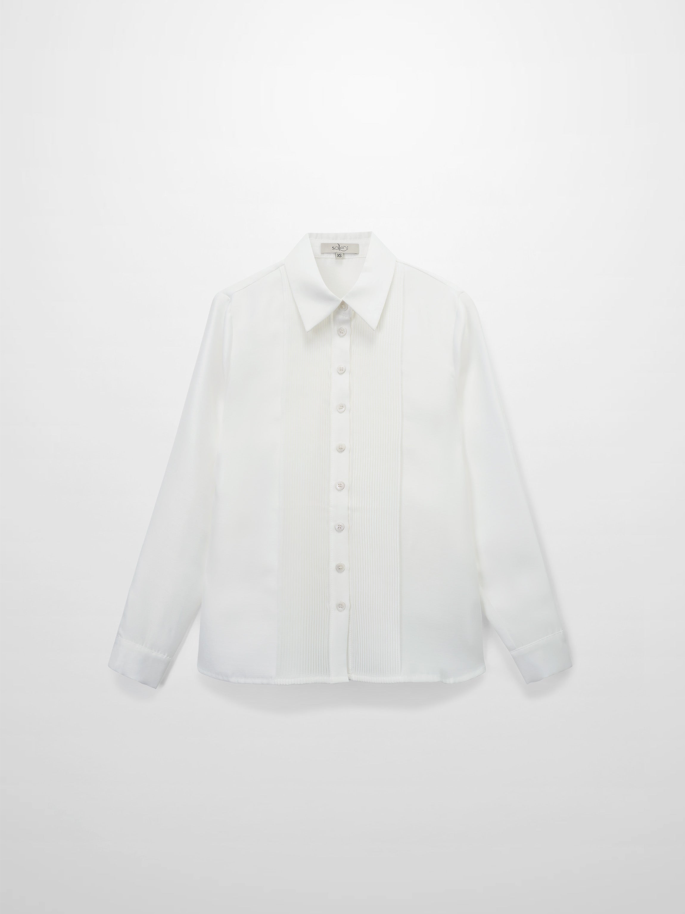 Pintuck Button Down Blouse-White