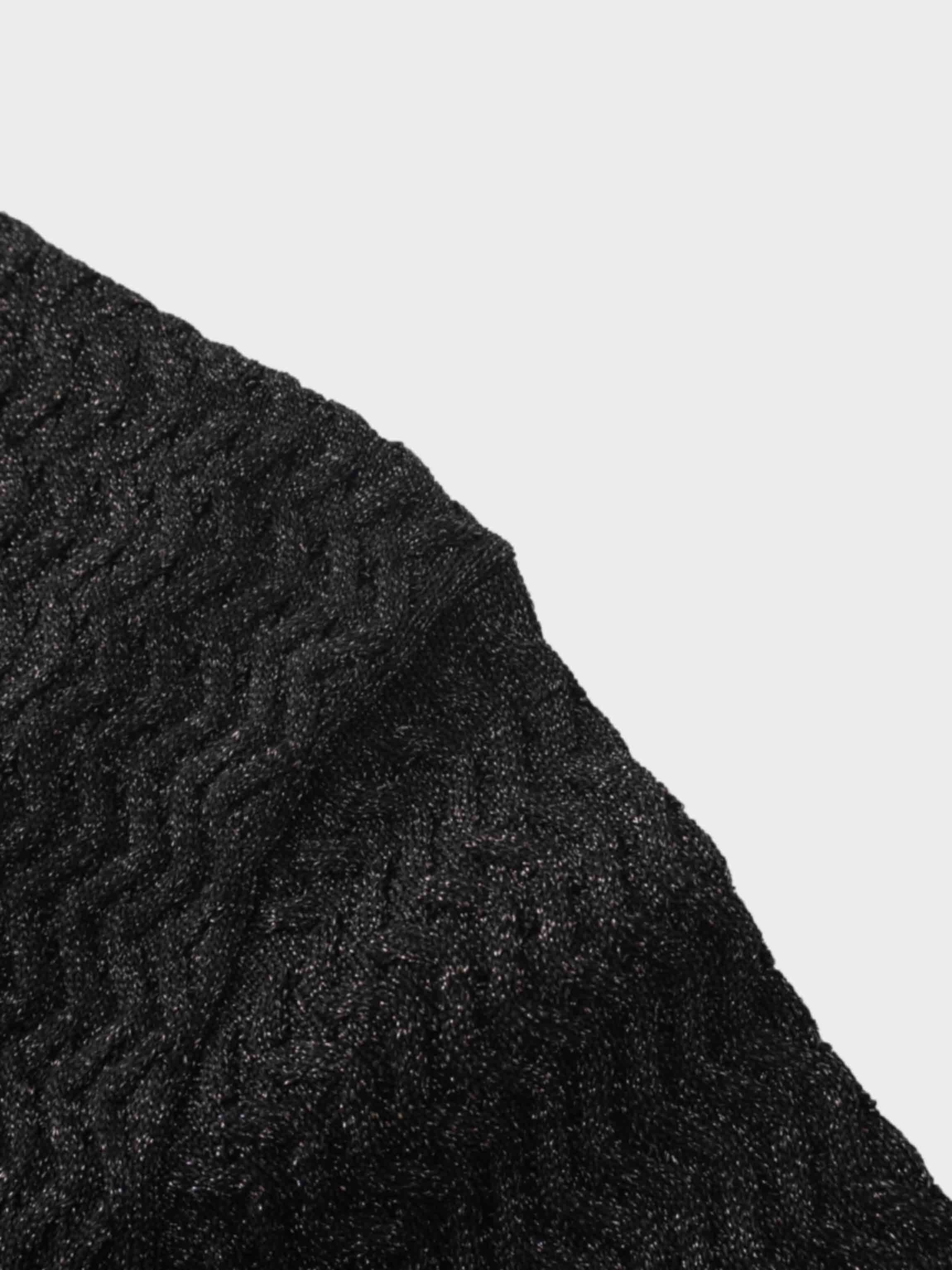 Textured Lurex Crew Sweater-Black