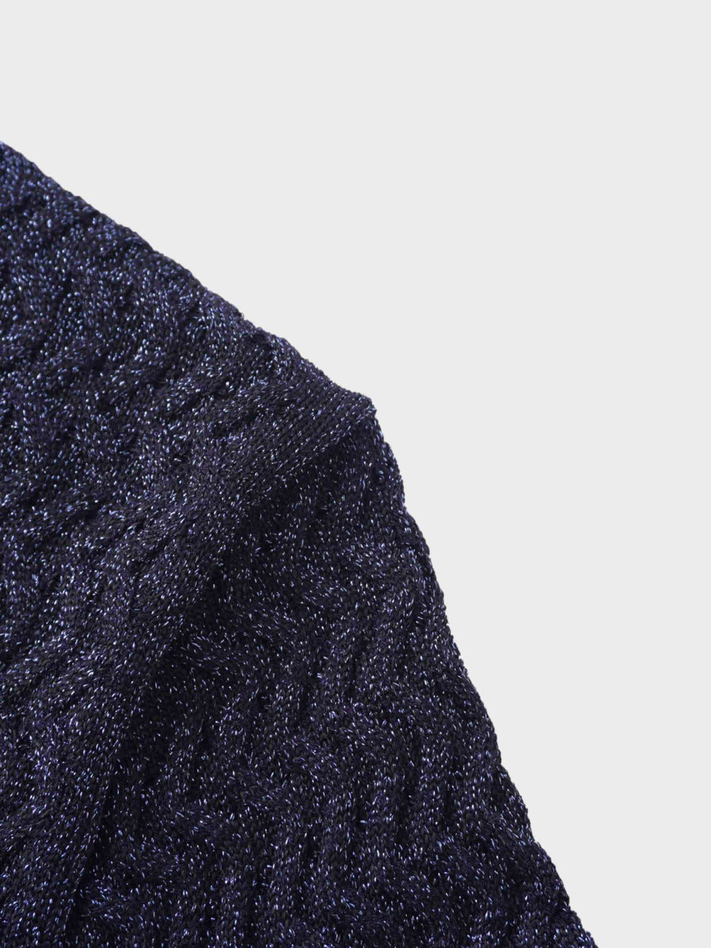 Textured Lurex Crew Sweater-Navy