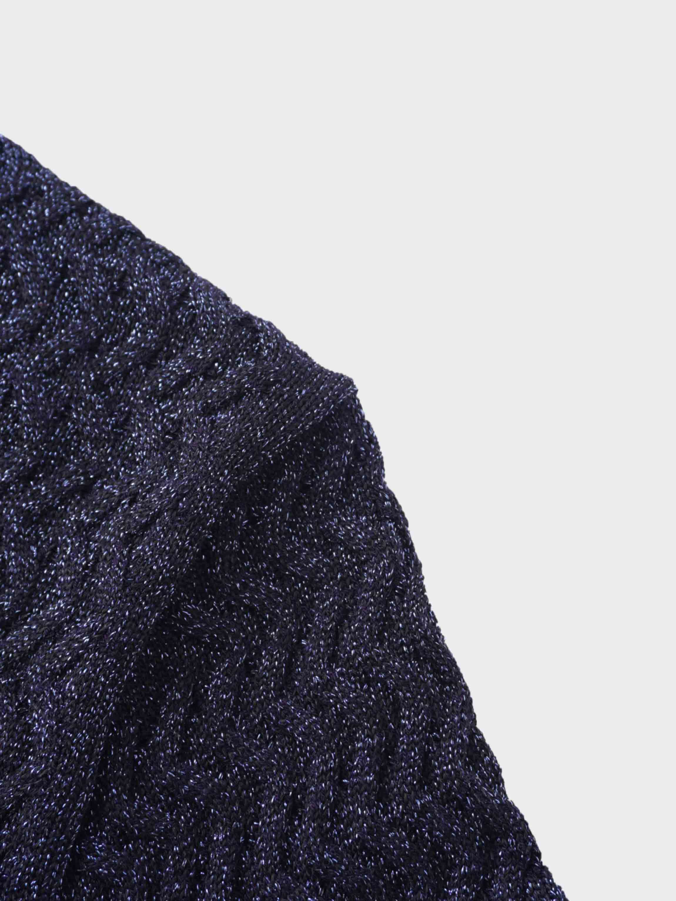Textured Lurex Crew Sweater-Navy