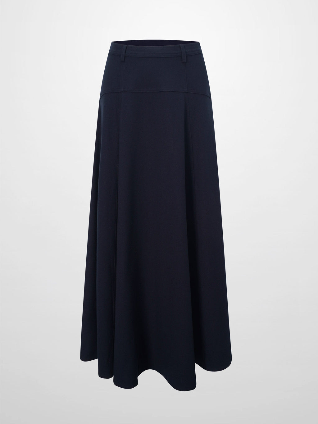 Wool Blend Yoke Skirt 37"-Navy