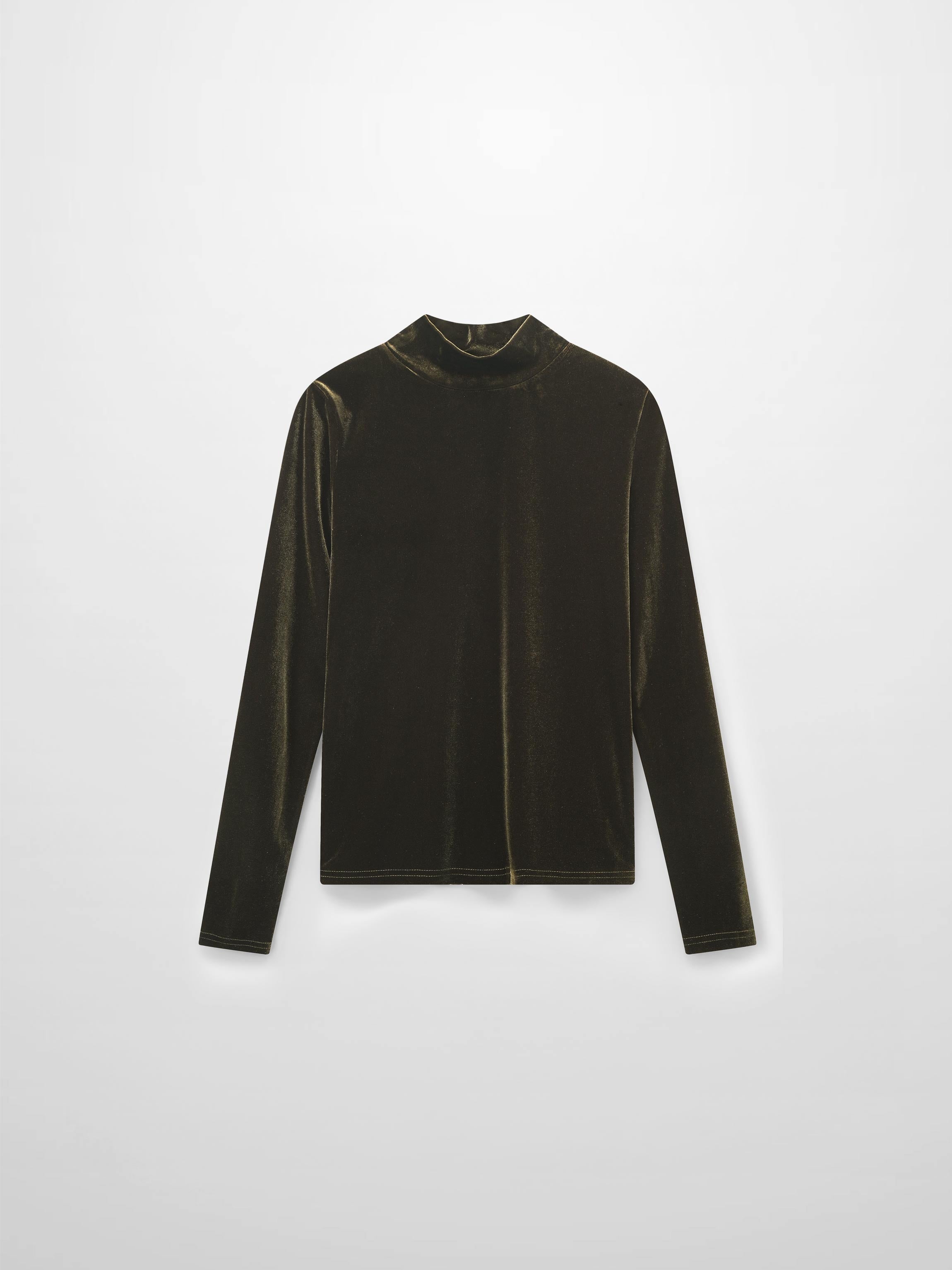 Velour Mock Neck Turtleneck-Green