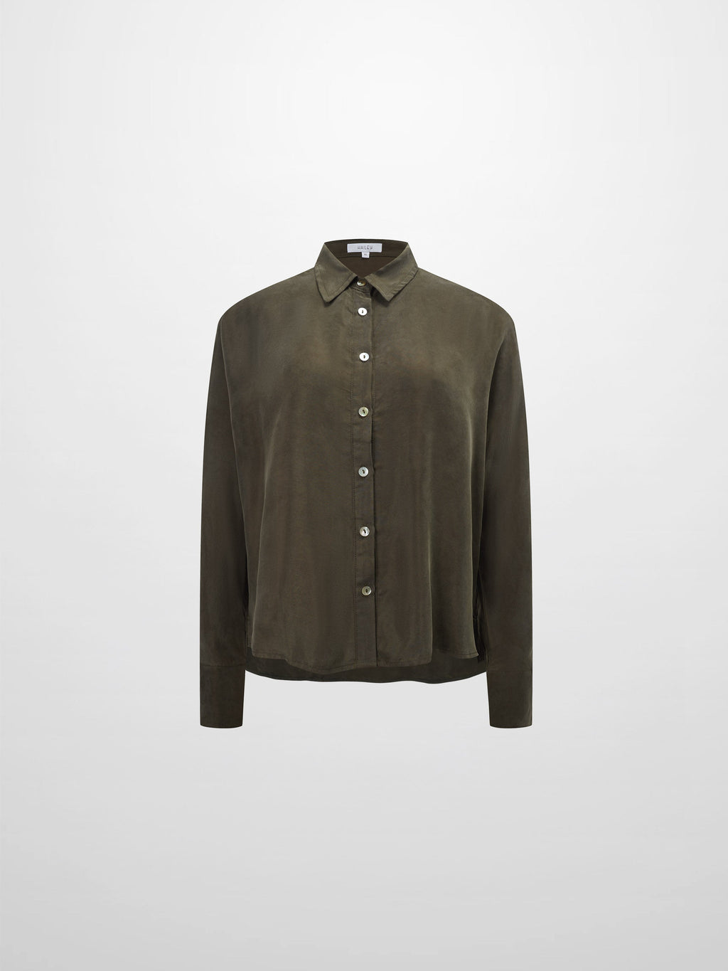 Dolman Sleeve Cupro Blouse-Olive
