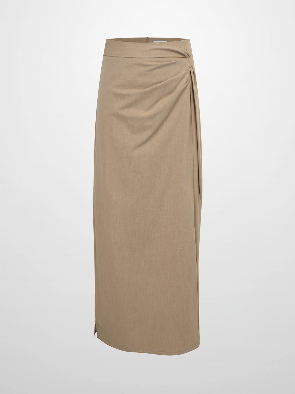 Side Loop Straight Maxi Skirt-Tan