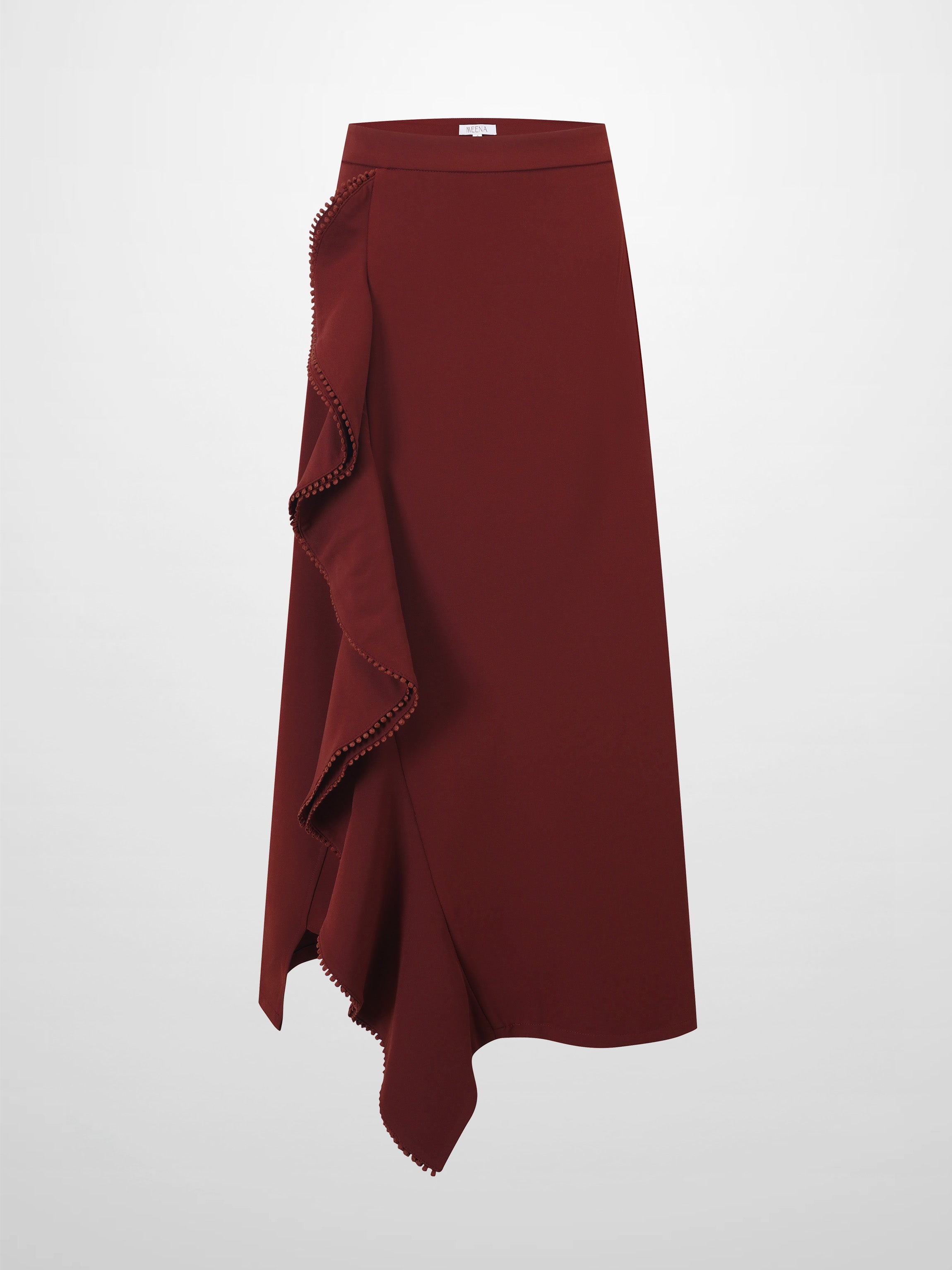 Side Ruffle Skirt-Burgundy