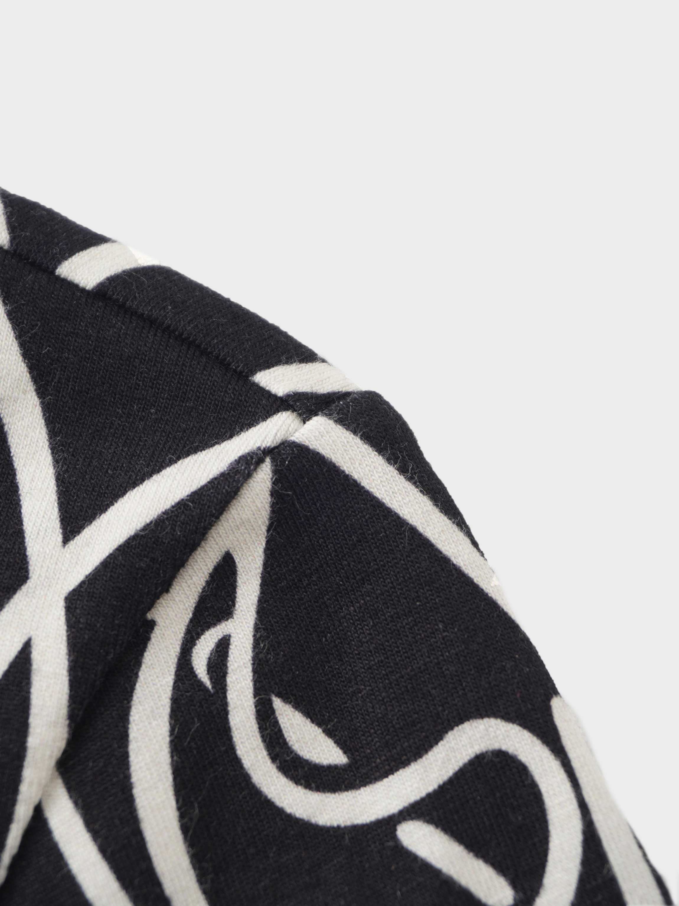 Printed Modal Turtleneck-Floral Vines Black