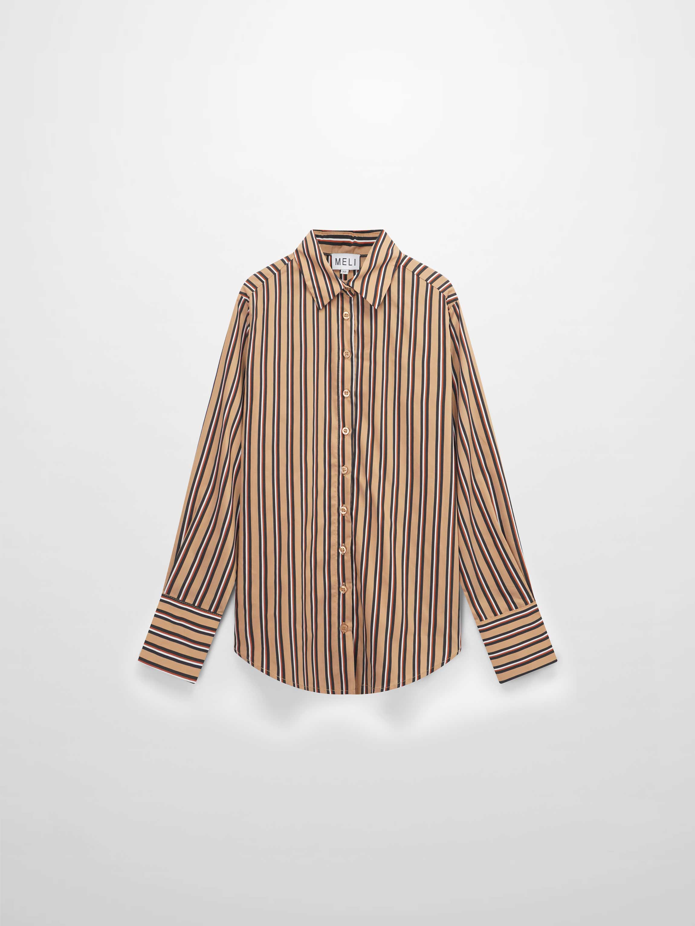 Striped Cotton Blouse-Tan Stripe