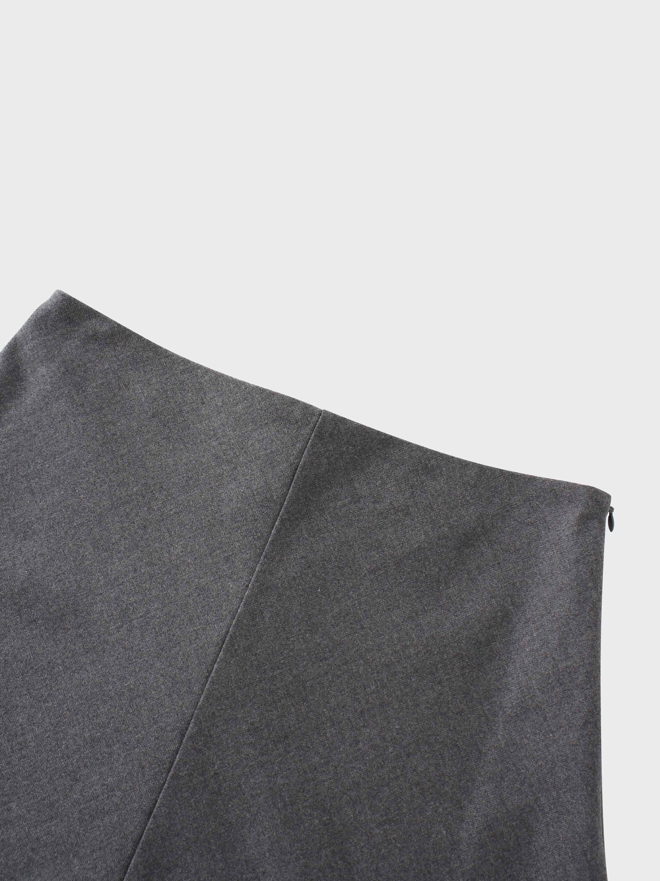 Basic A-Line Seamed Short Skirt-Grey