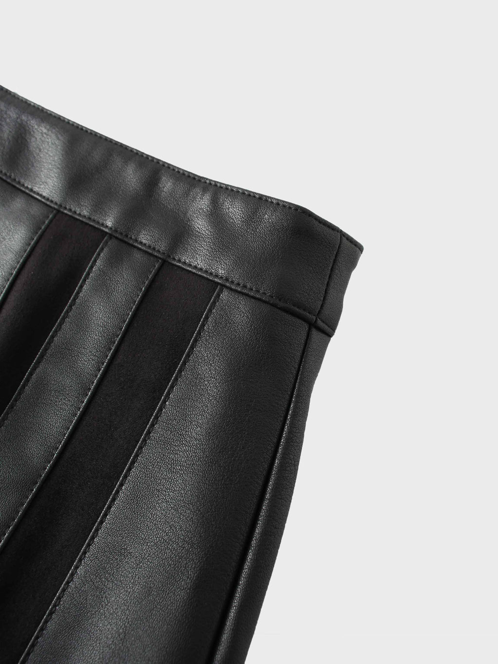Side Stripe Faux Leather Skirt-Black