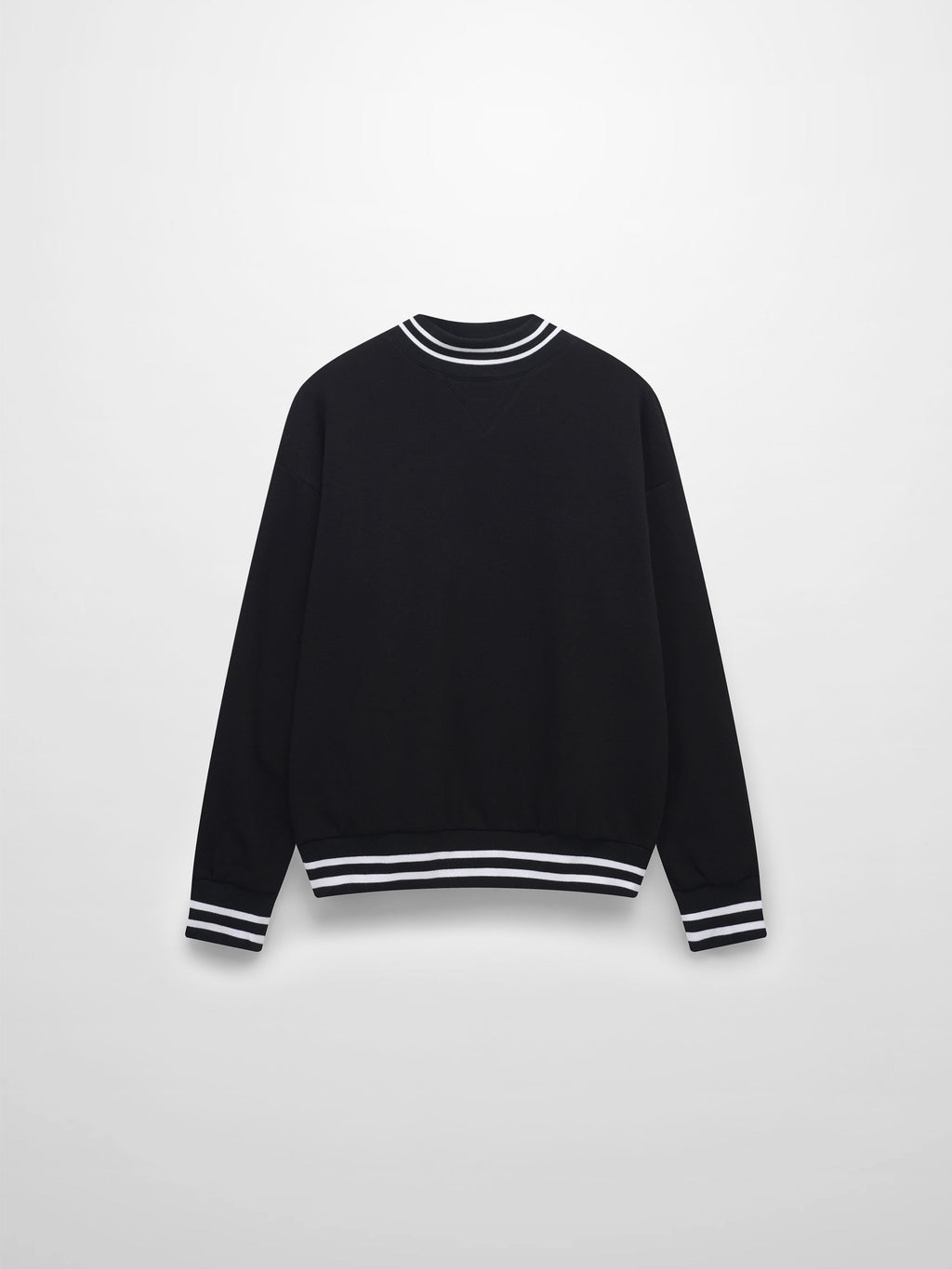 Striped High Neck Sweatshirt-Black/White