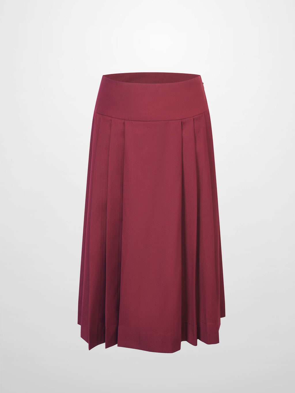 Yoke Pleated Skirt-Burgundy