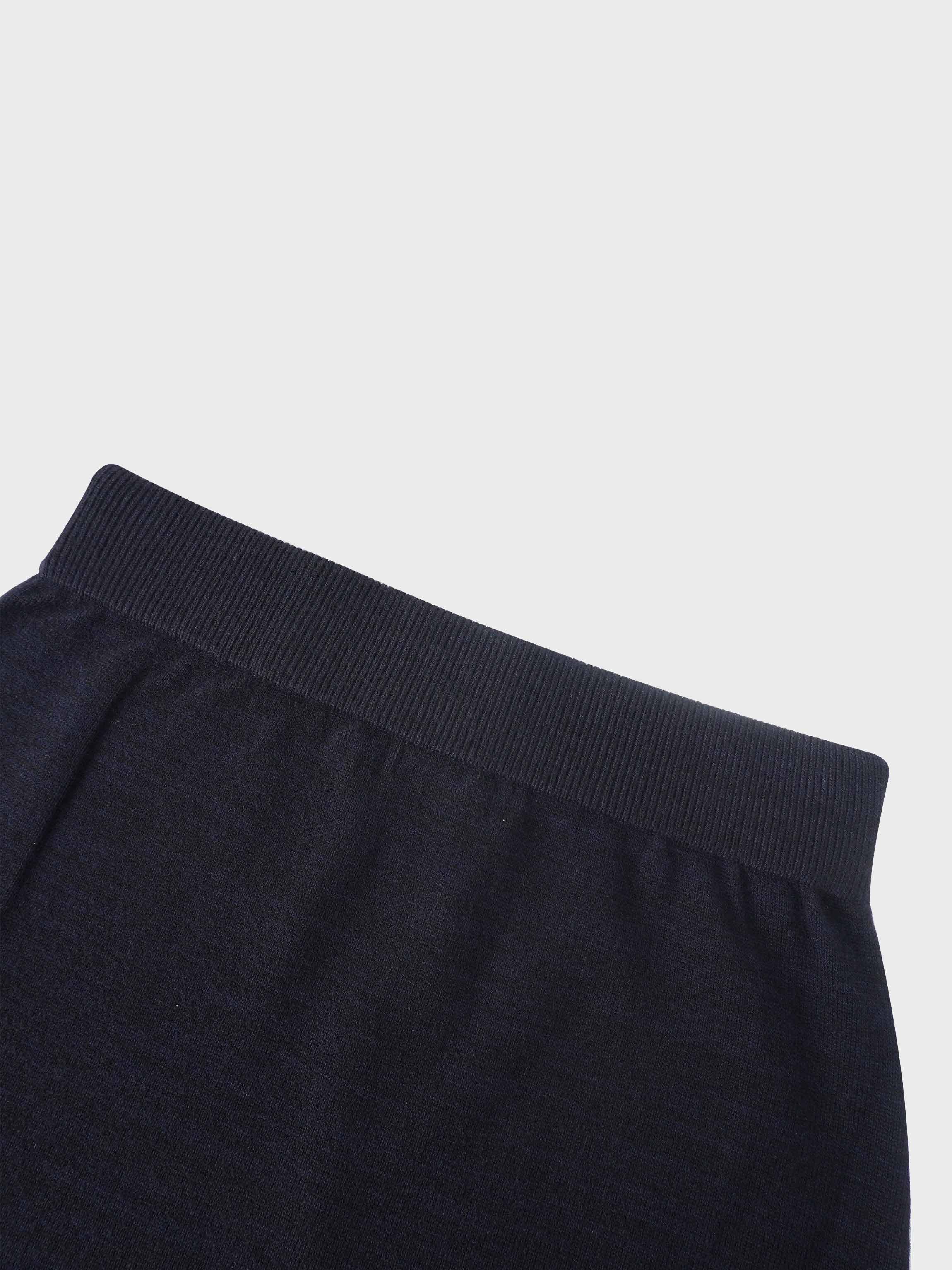 Side Zipper Straight Maxi Skirt-Black/Blue