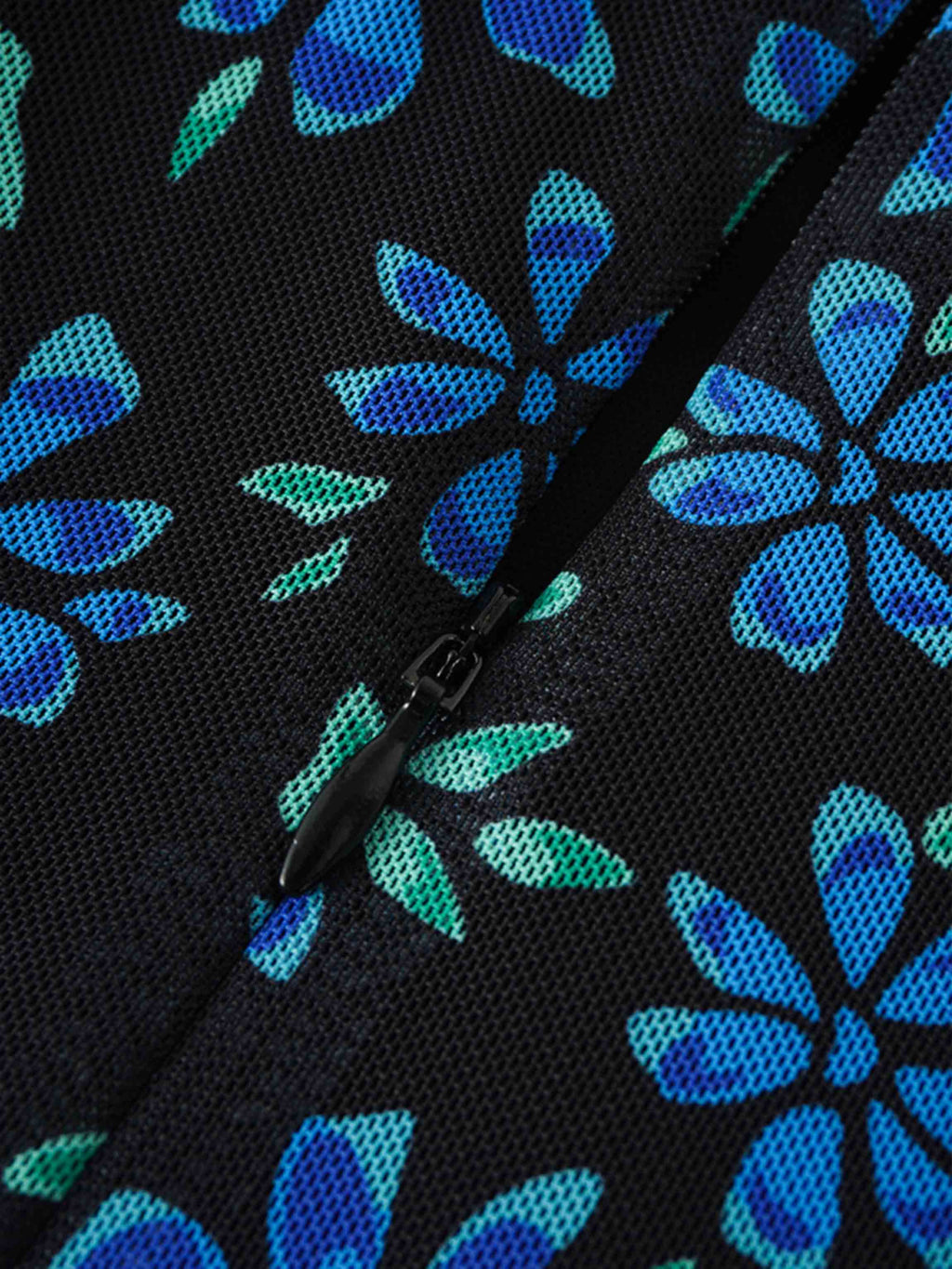 Mesh Trumpet Skirt-Blue Floral