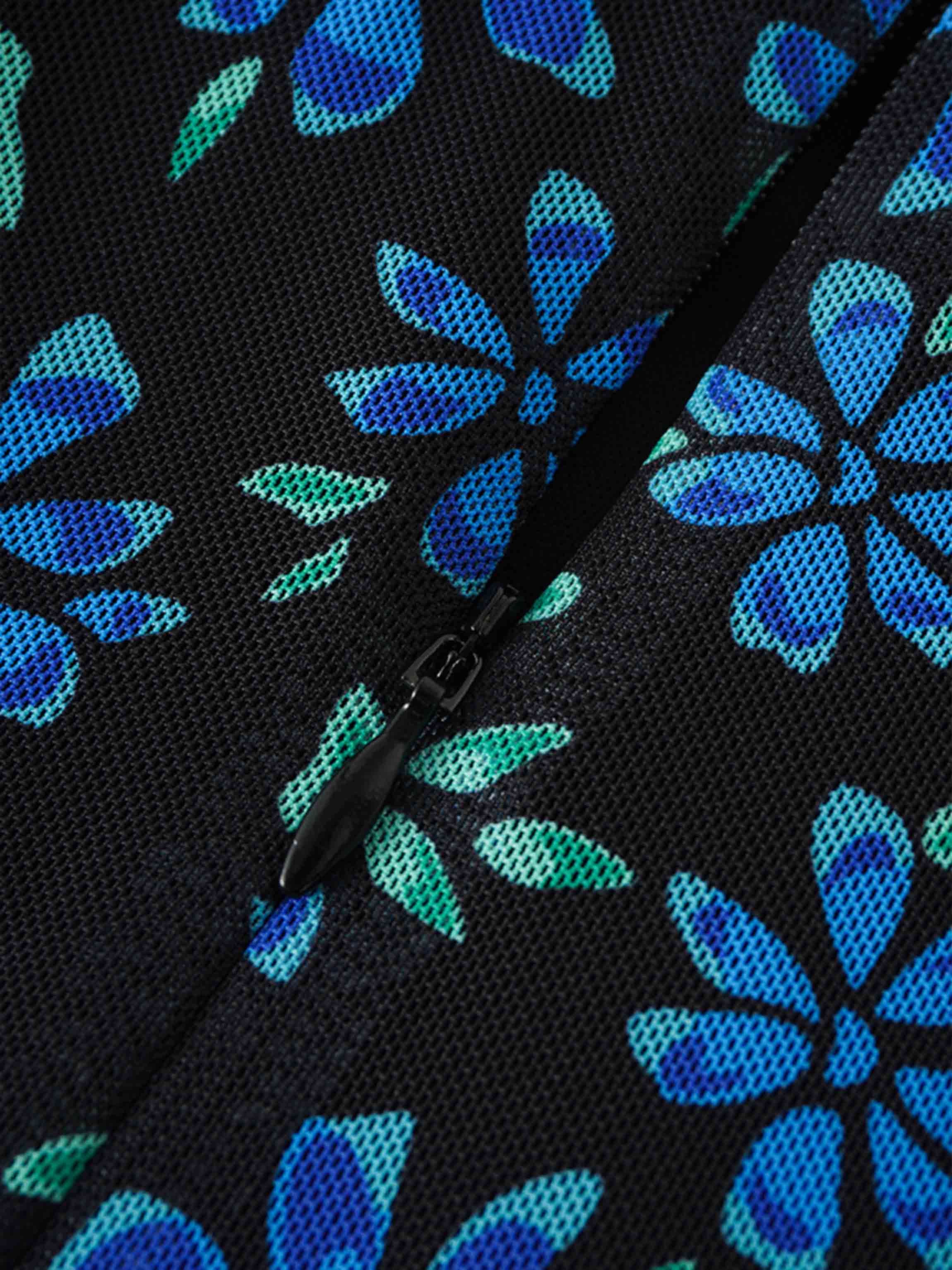 Mesh Trumpet Skirt-Blue Floral