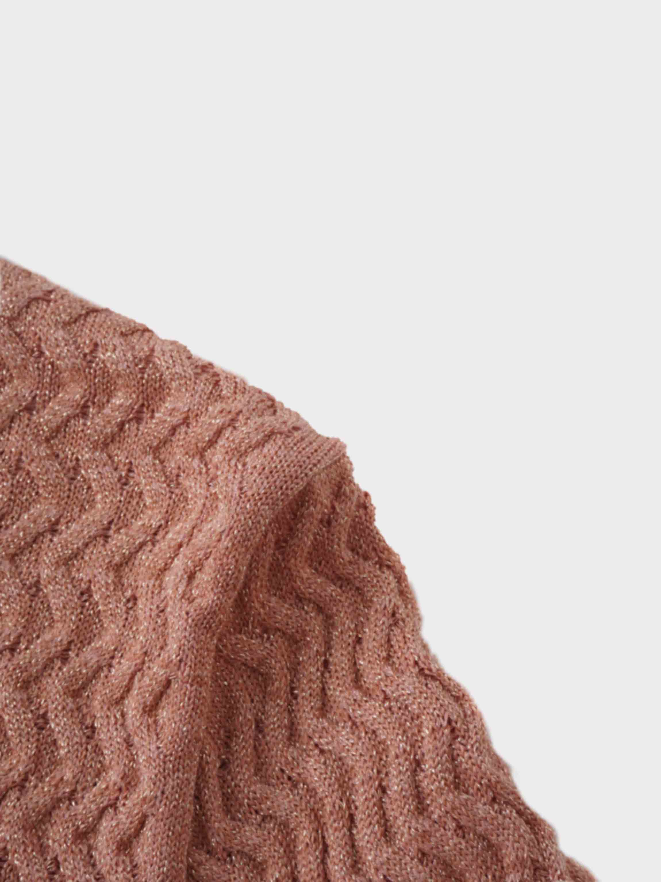 Textured Lurex Crew Sweater-Blush