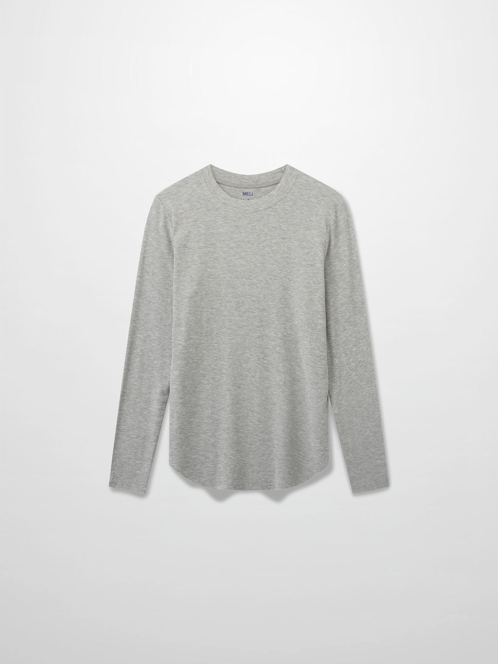 Rounded Hem Ribbed T-Shirt-Heathered Grey