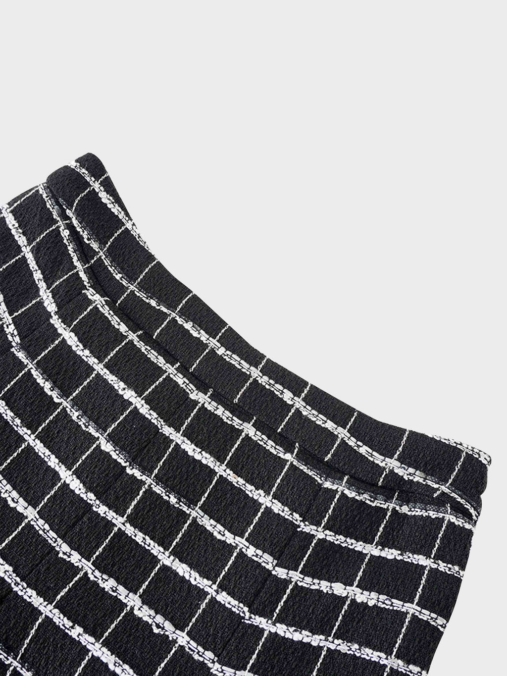 Boucle Pleat Skirt-Black and White