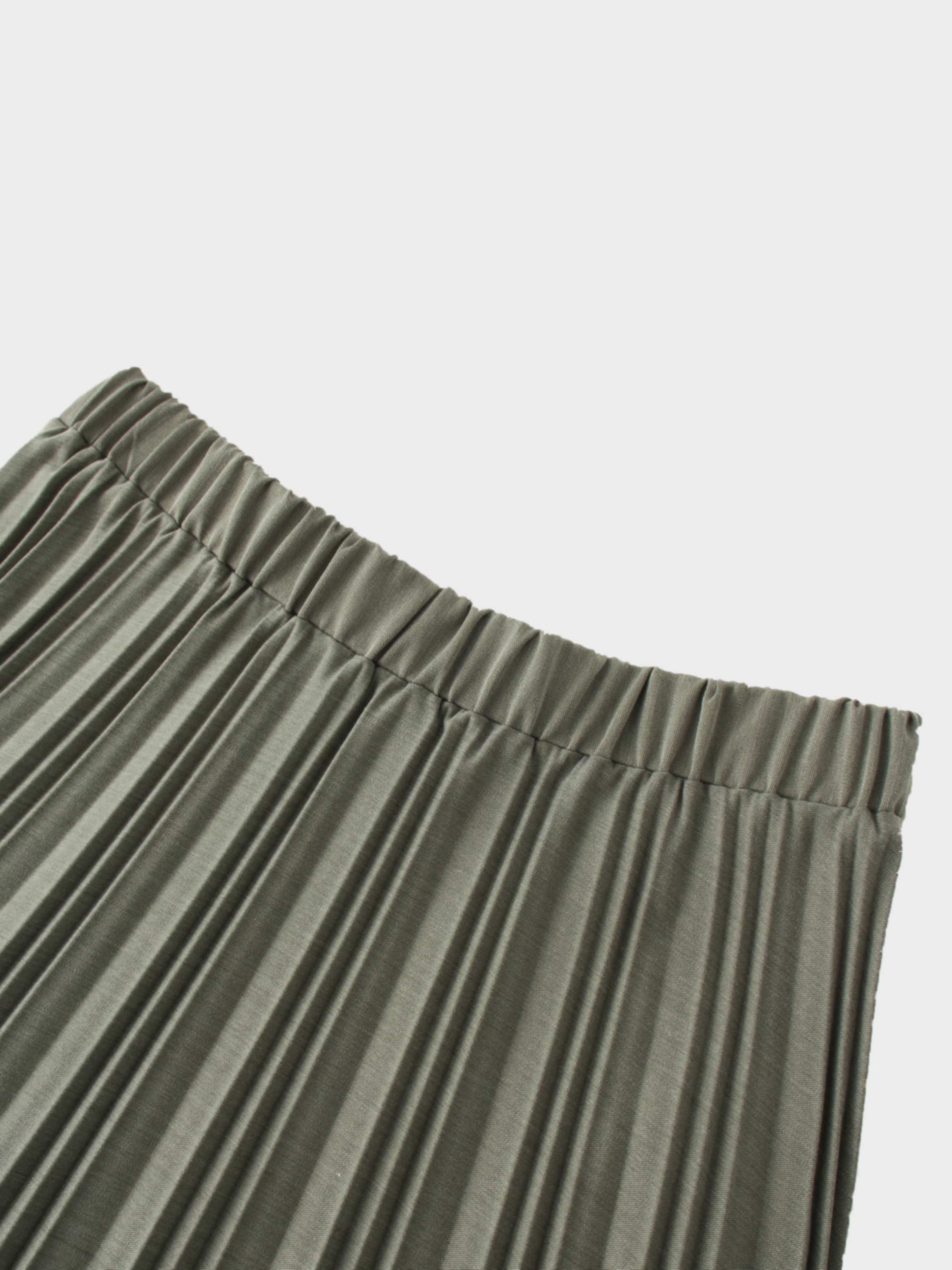 Mix Pleat Skirt-Olive Green
