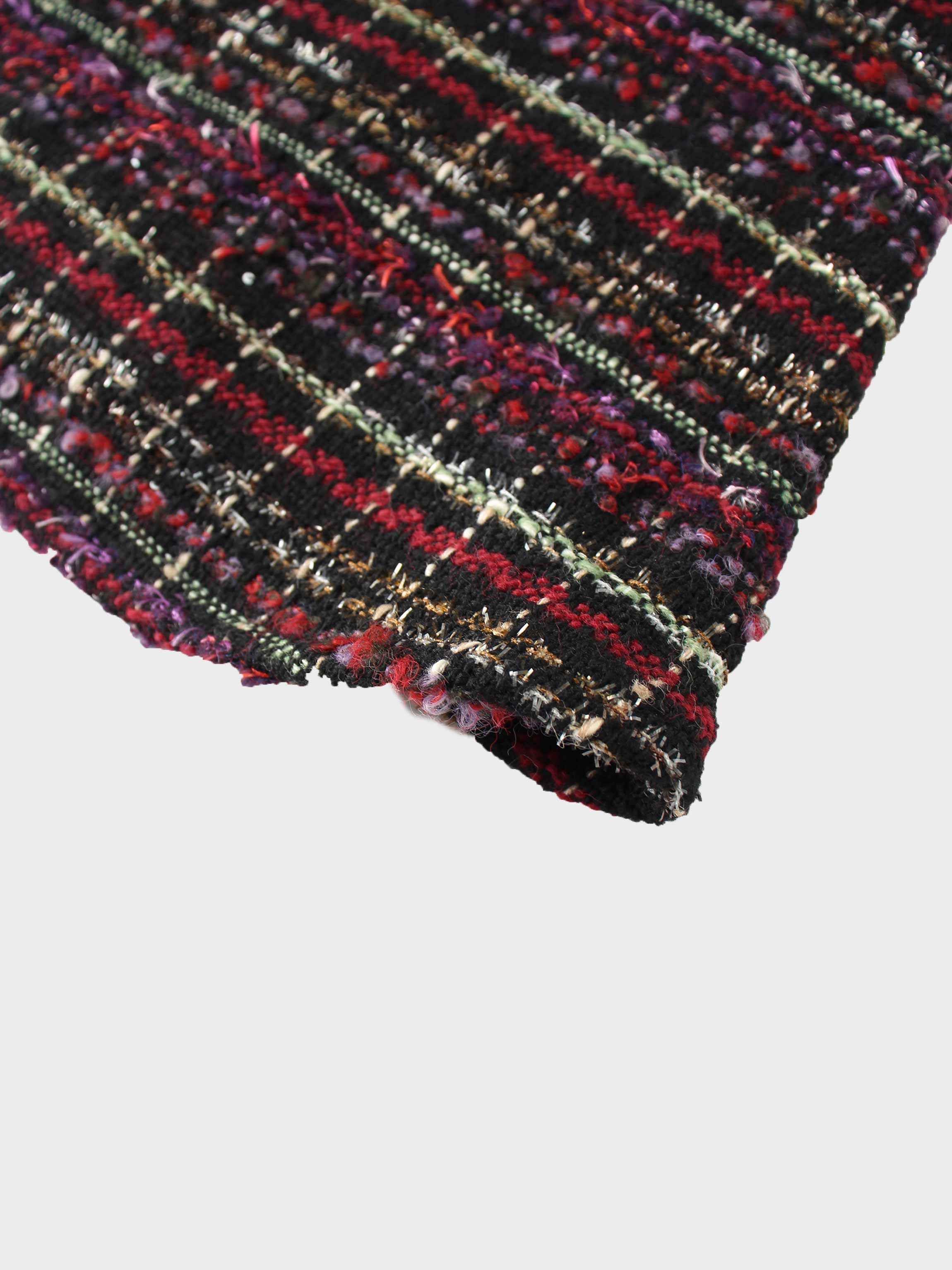 A-Line High Low Skirt-Burgundy Tweed