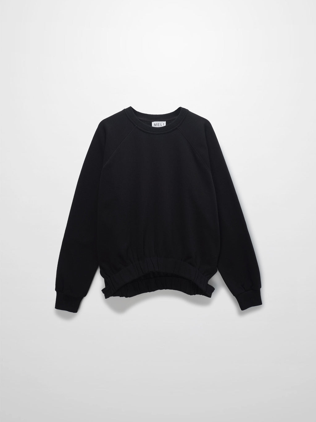 Side Strap Dolman Sweatshirt-Black