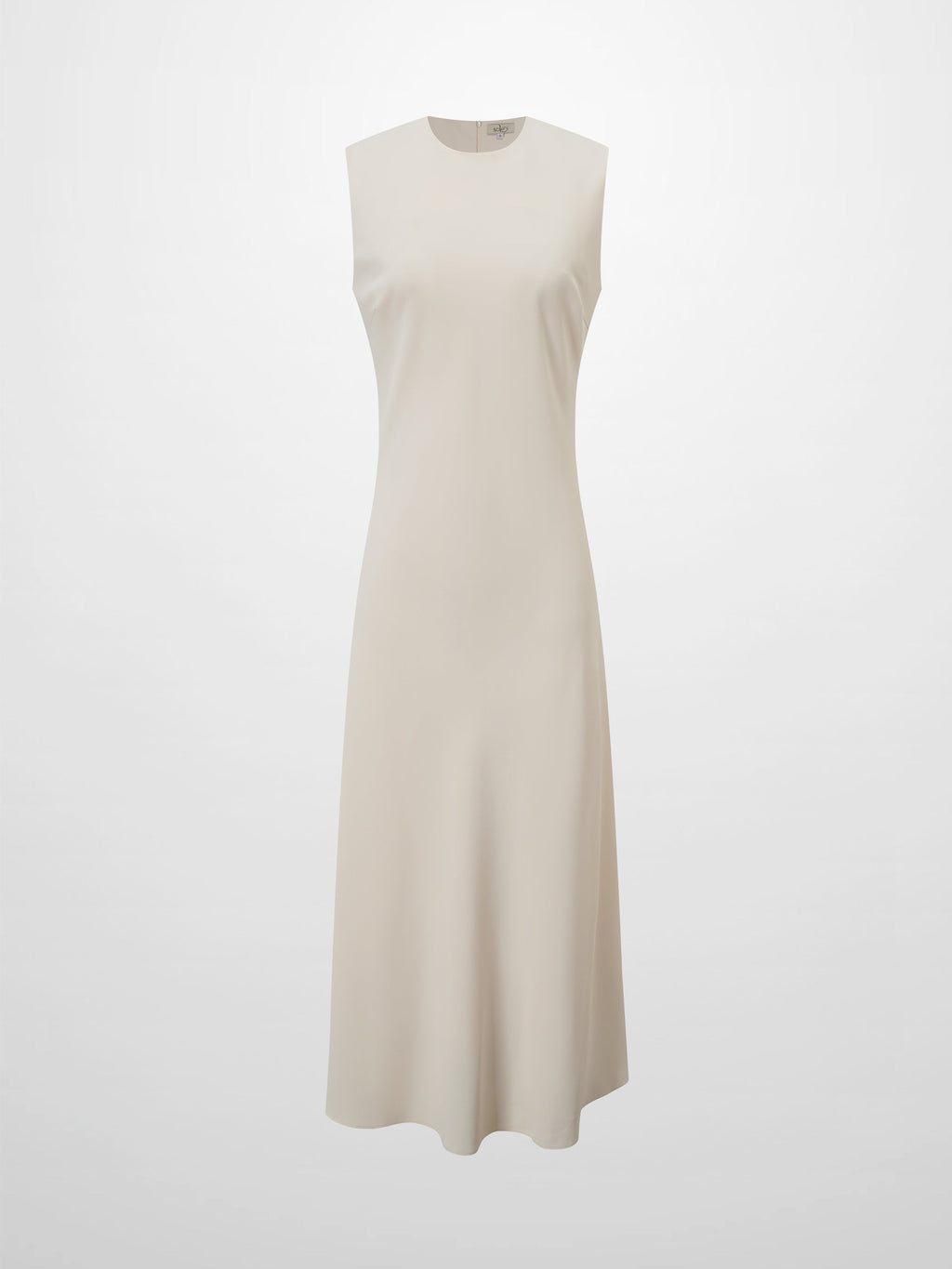 Faux Satin Crew Neck Slip Dress-White