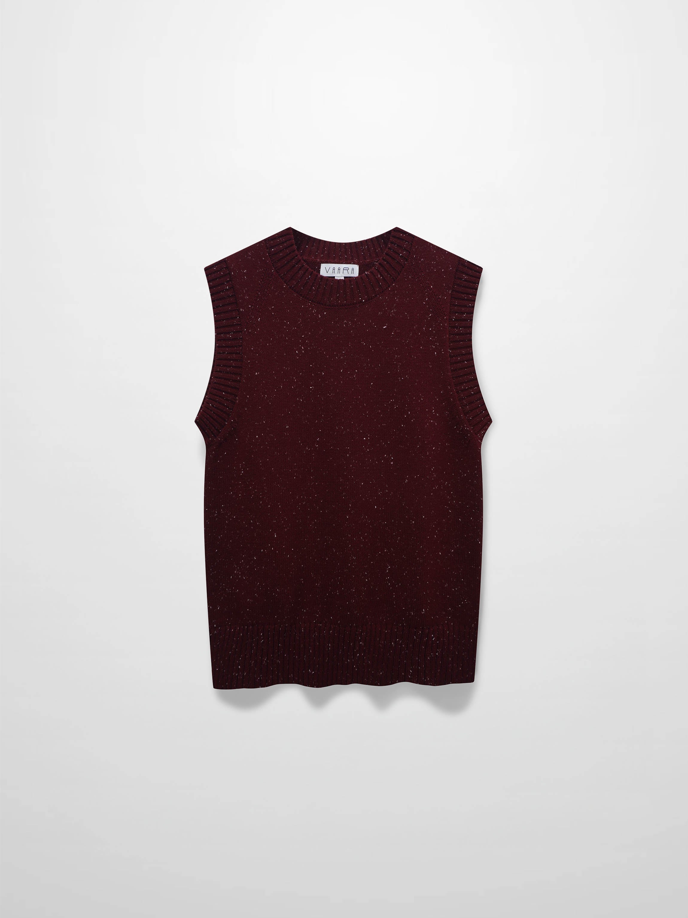 Speckled Crew Neck Vest-Burgundy