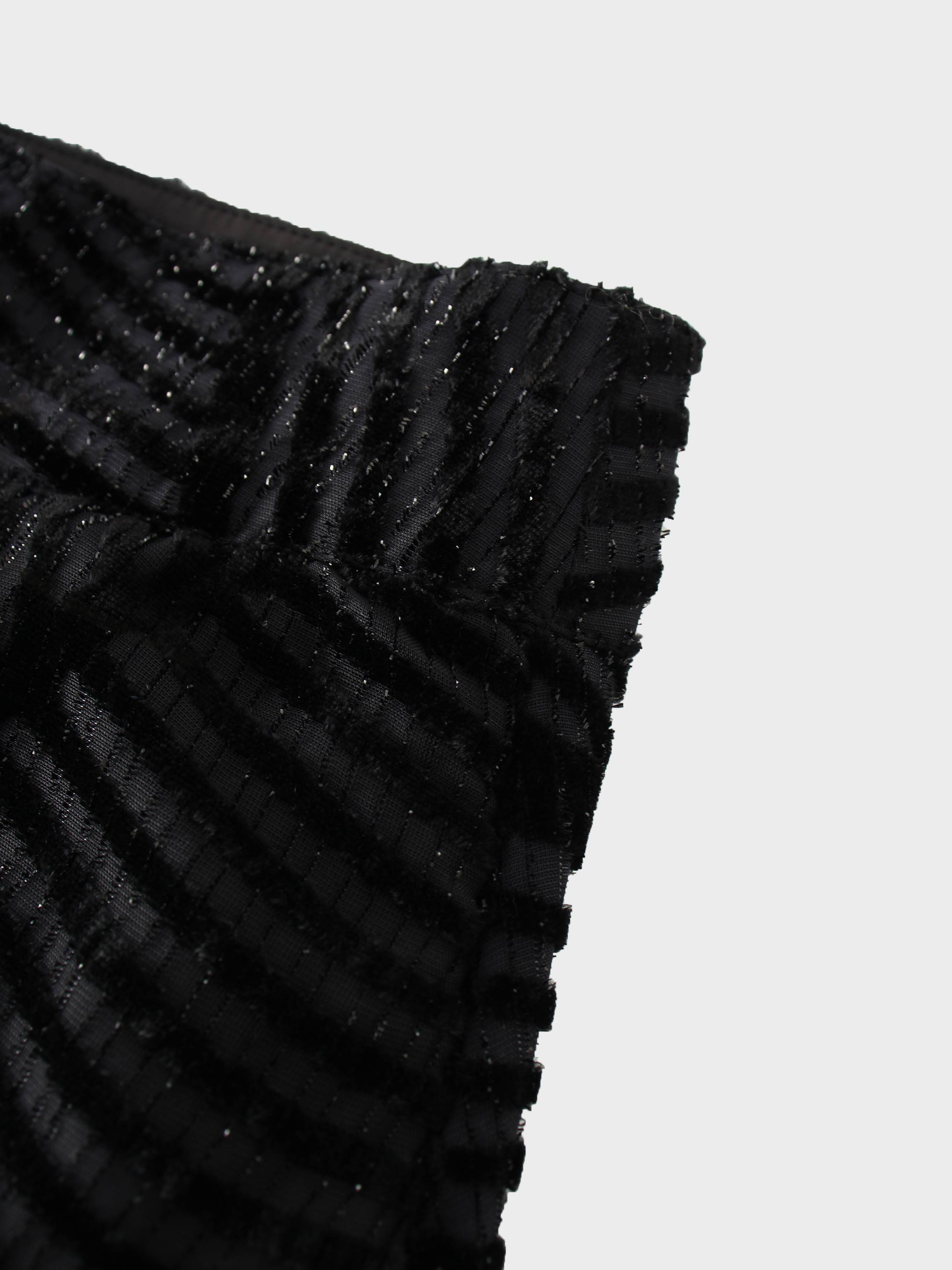 Velvet Side Overlay Skirt-Striped