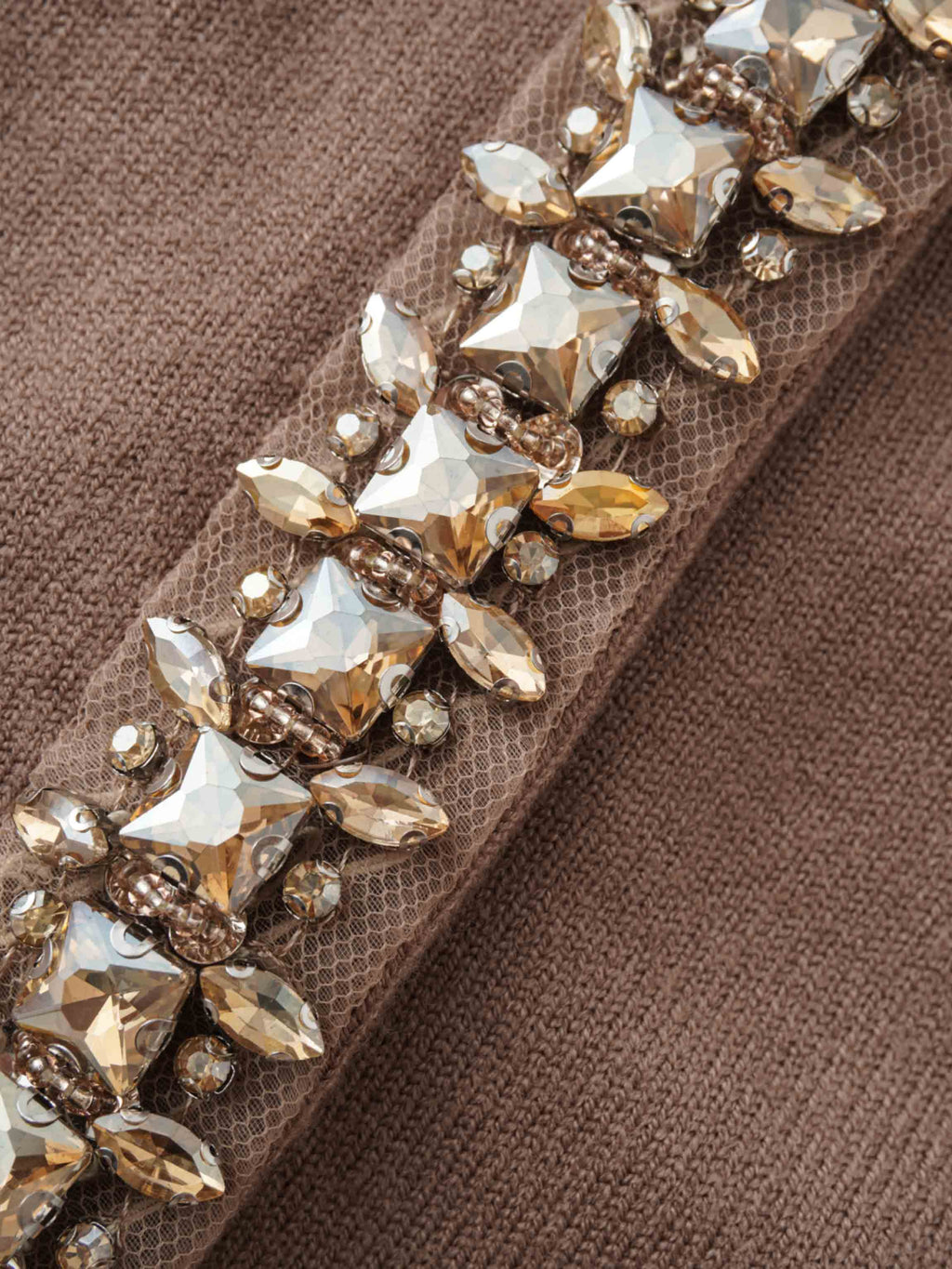 Embellished Cardigan Sweater-Mocha Mousse