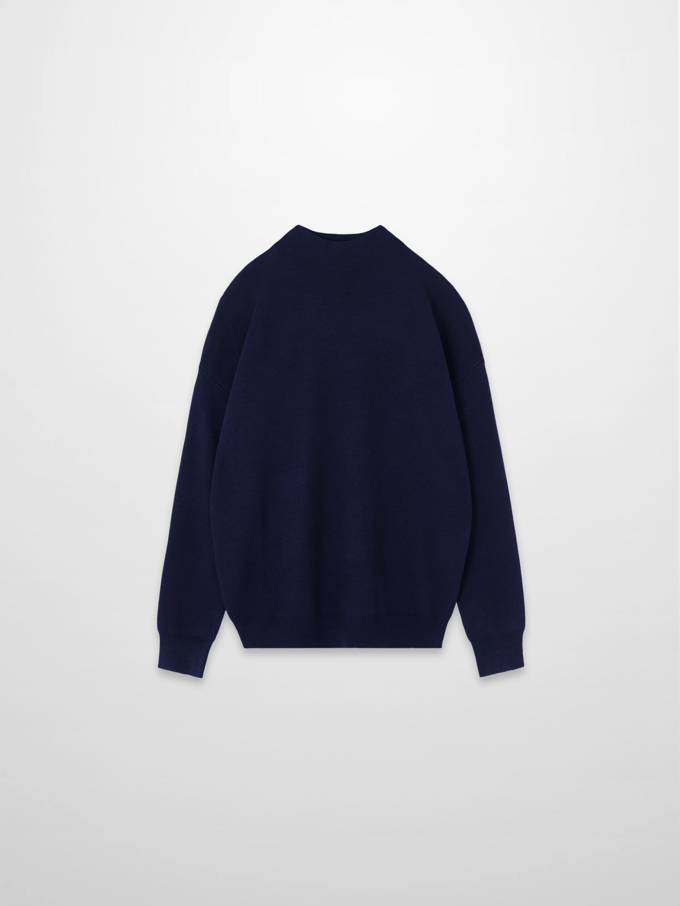 Mock Neck Thin Knit Sweater-Navy