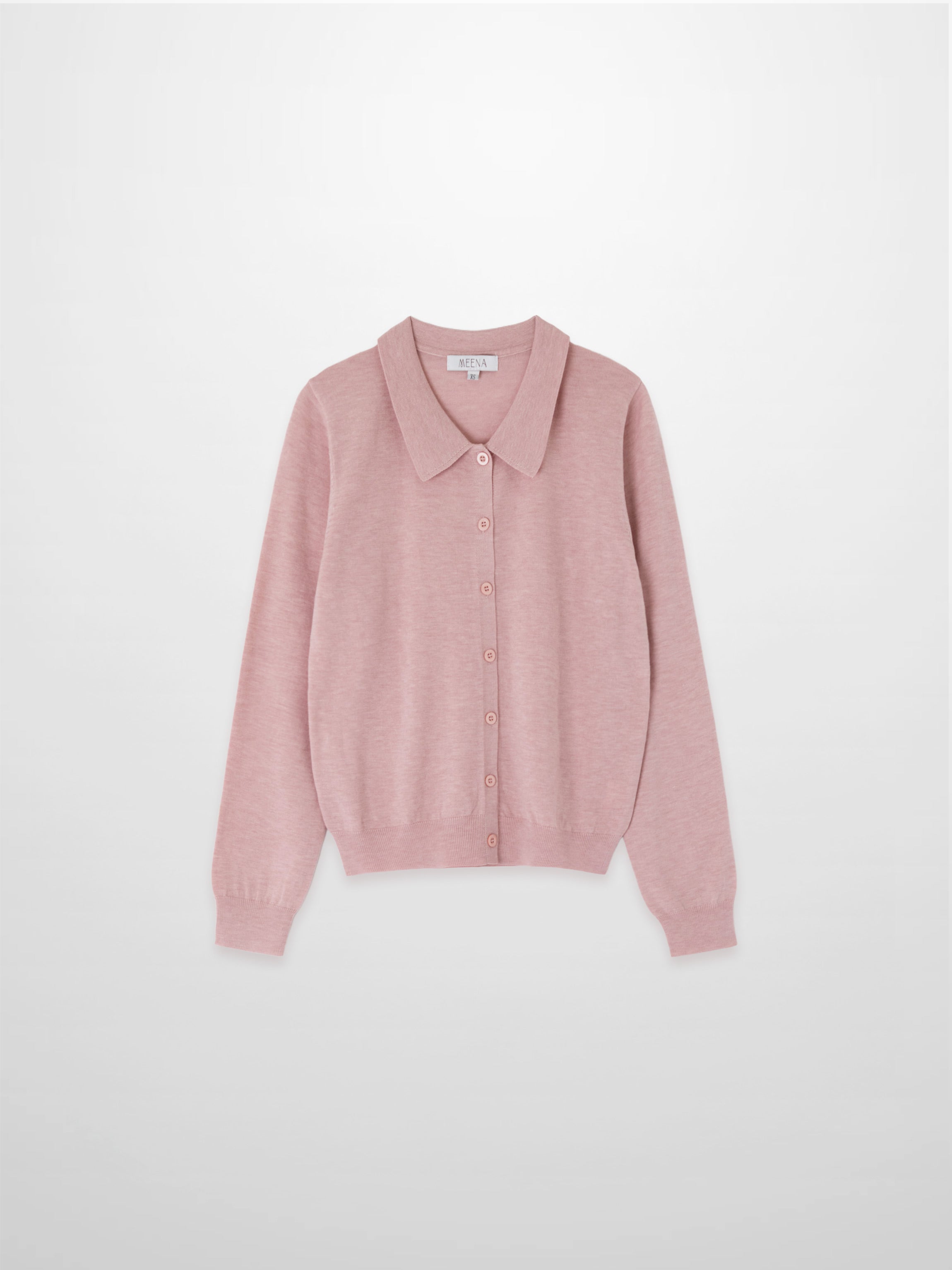 Wool Blend Collared Cardigan-Pink