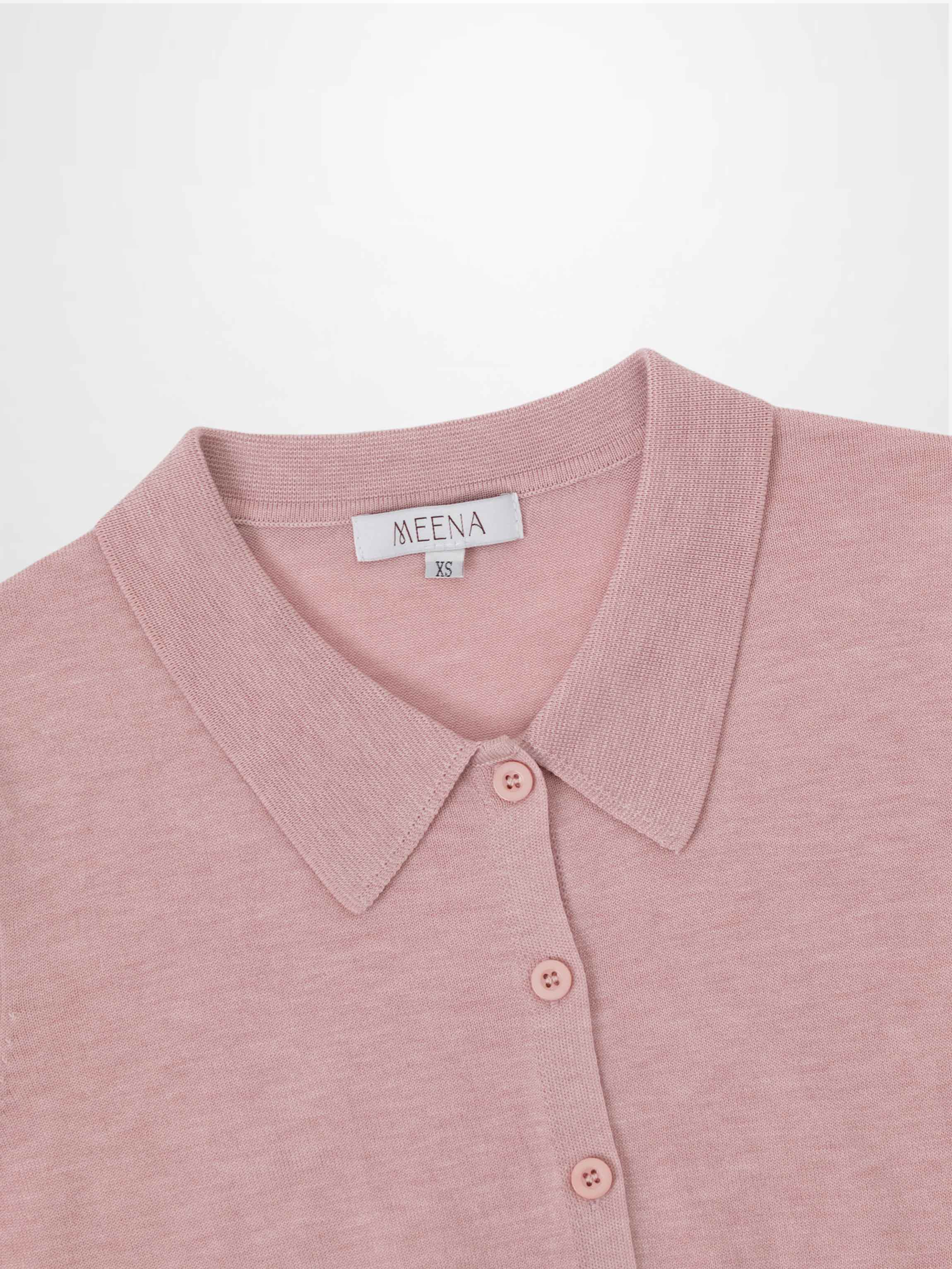 Wool Blend Collared Cardigan-Pink