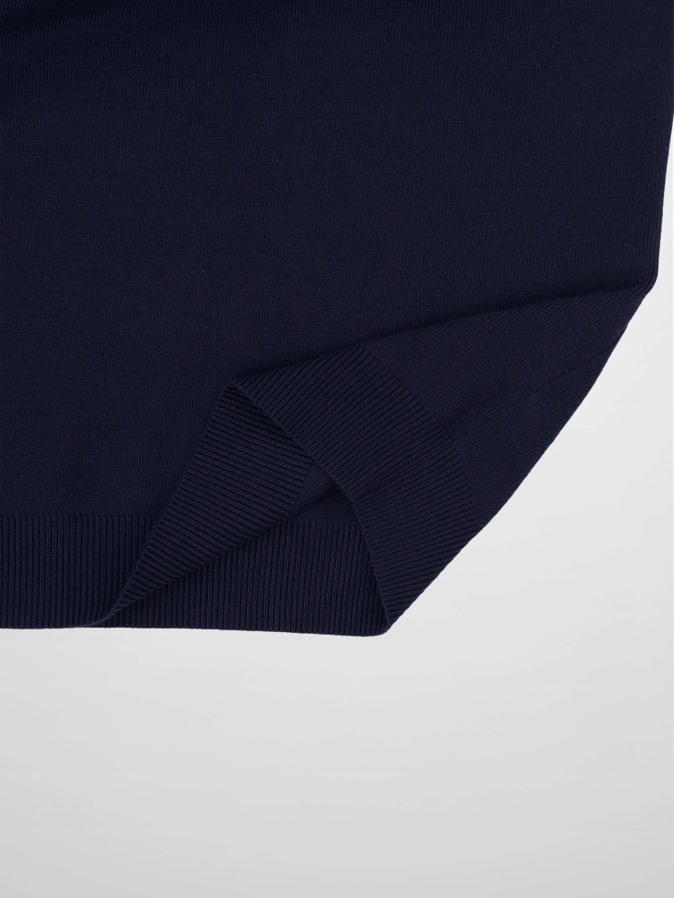 Mock Neck Thin Knit Sweater-Navy