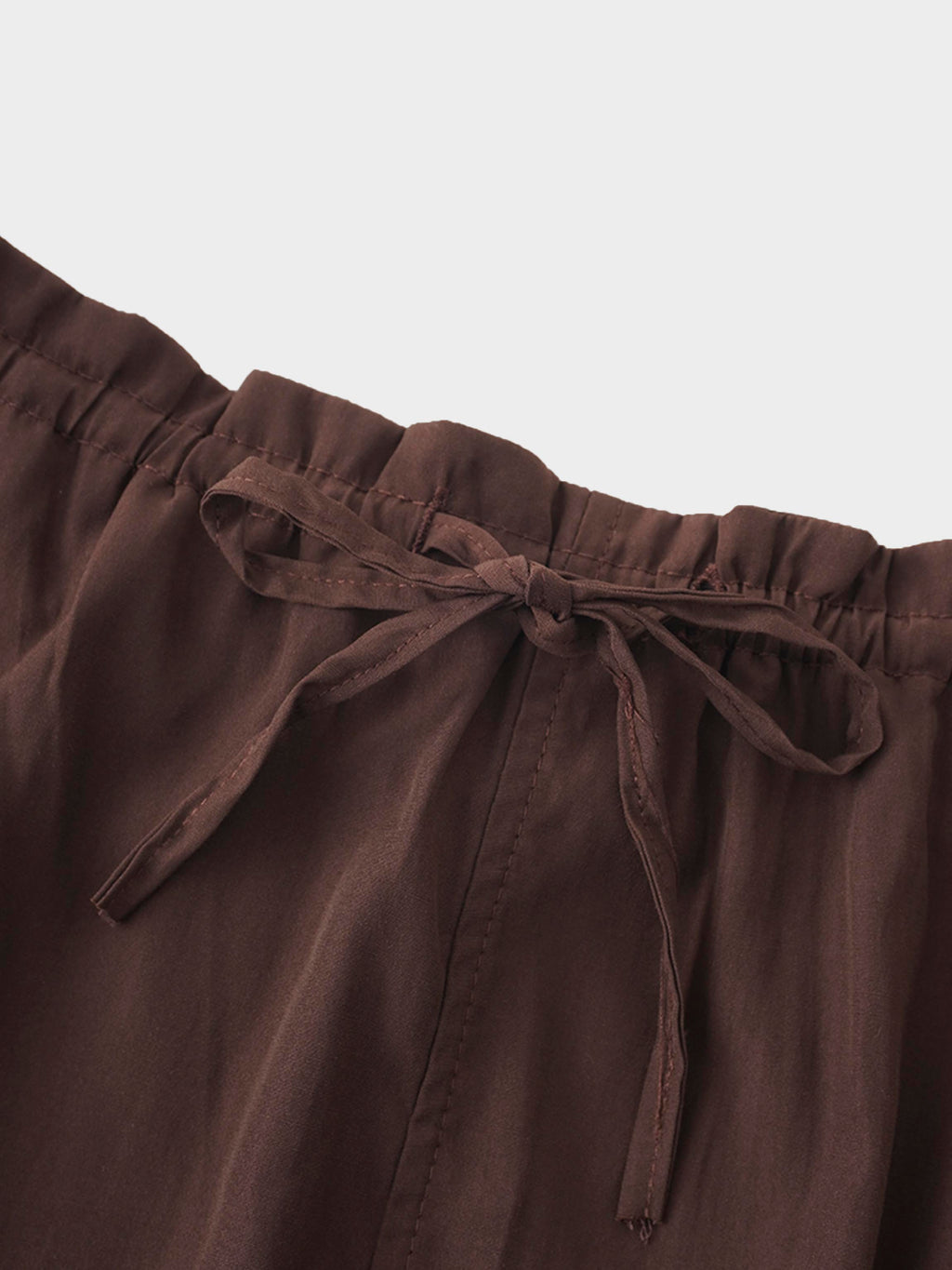 DRAWSTRING RUFFLE SKIRT-BROWN
