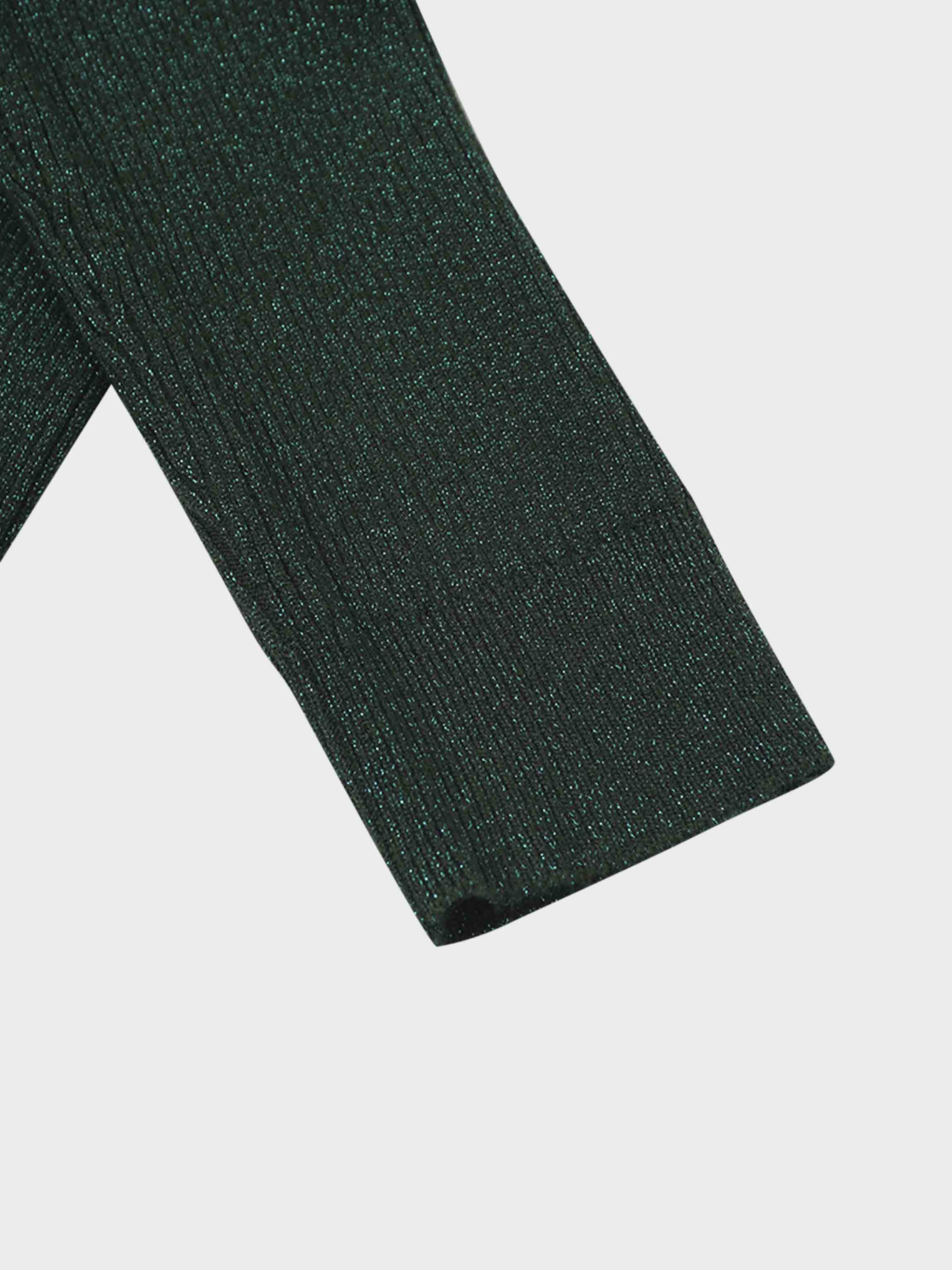 Lurex Ribbed Sweater-Hunter Green