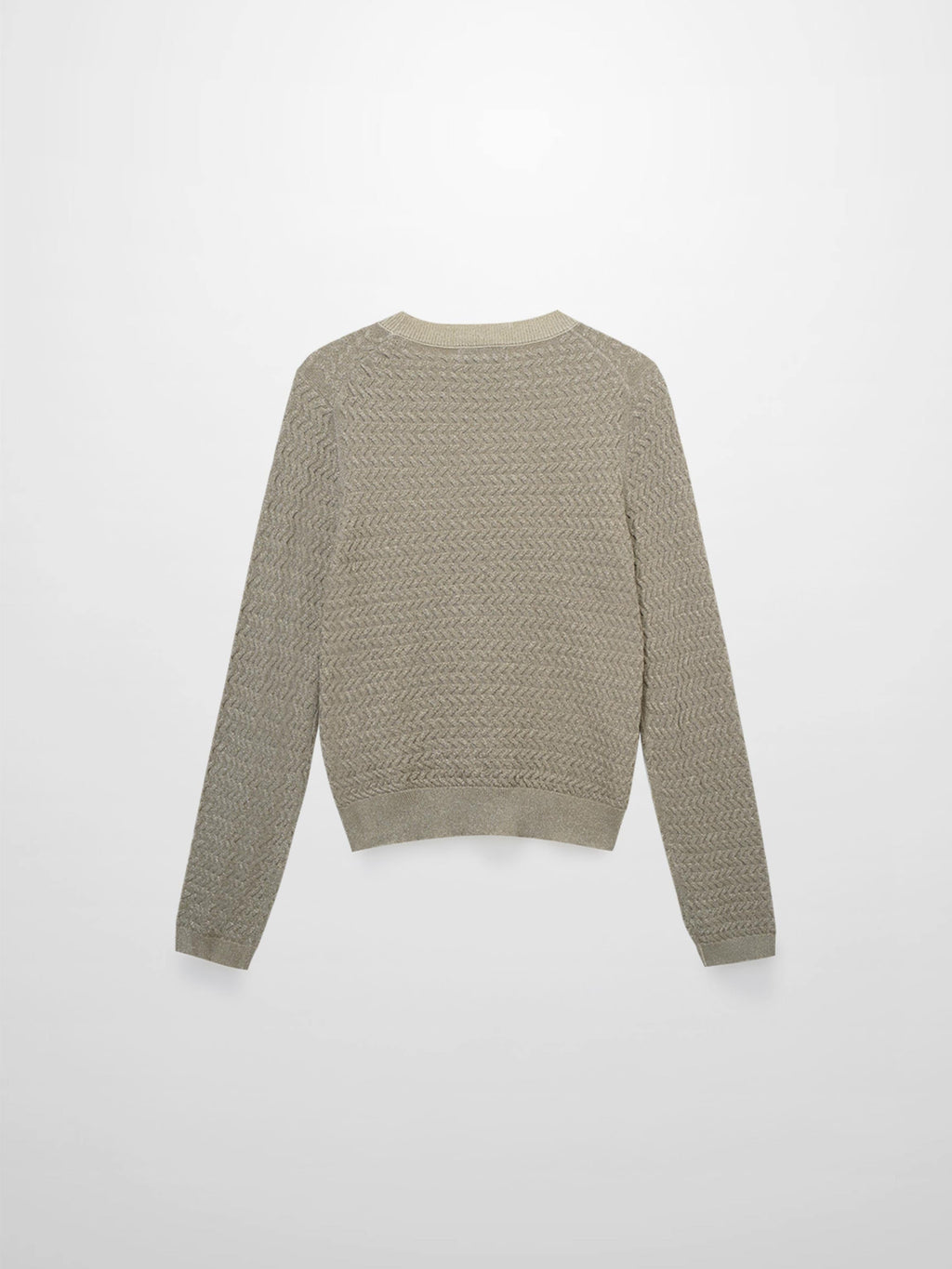 Textured Lurex Crew Sweater-Ivory
