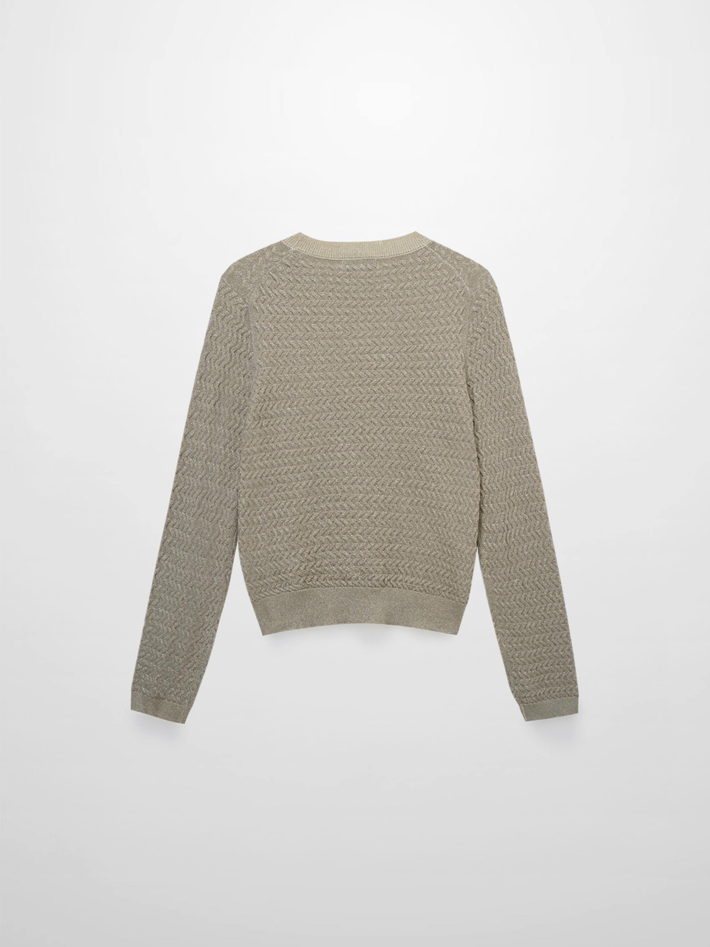 Textured Lurex Crew Sweater-Ivory