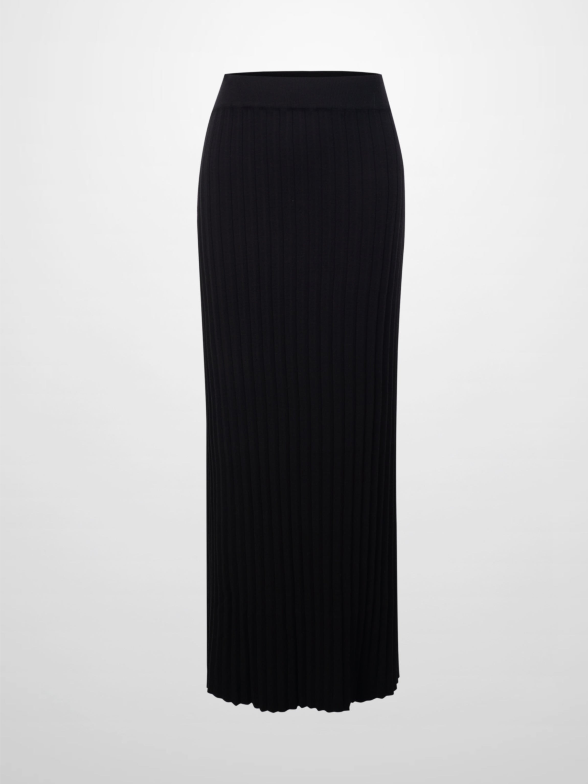 Knit Ribbed Maxi Skirt-Black