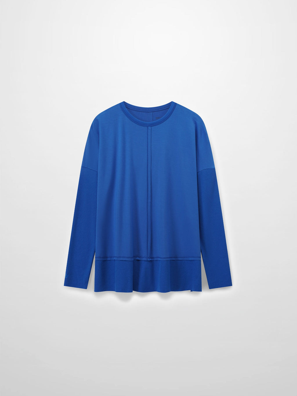 RIBBED BOTTOM T-SHIRT-COBALT BLUE