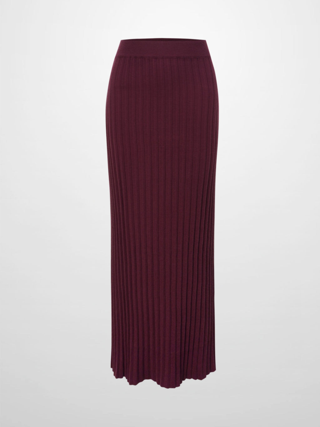 Knit Ribbed Maxi Skirt-Burgundy