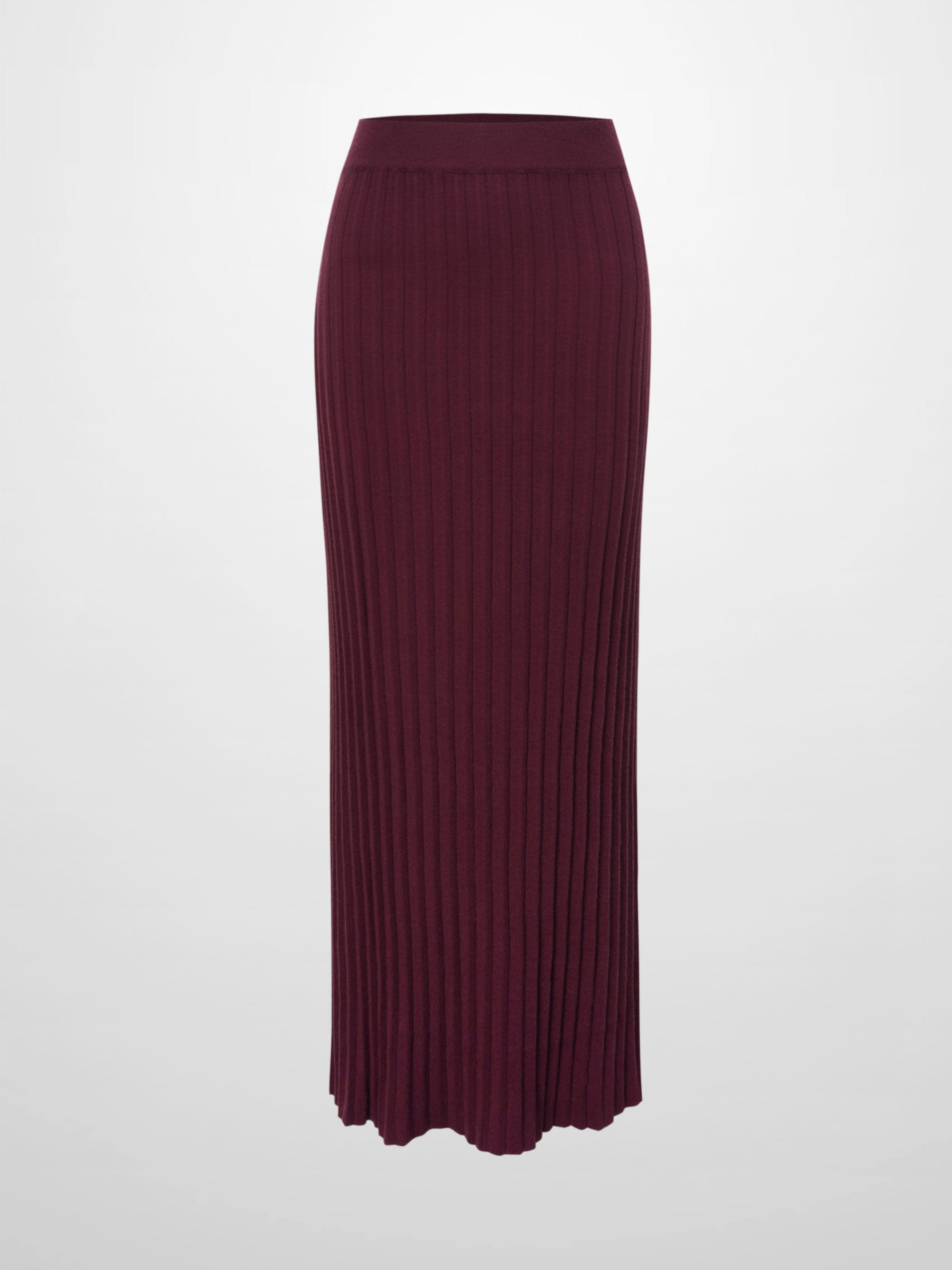 Knit Ribbed Maxi Skirt-Burgundy