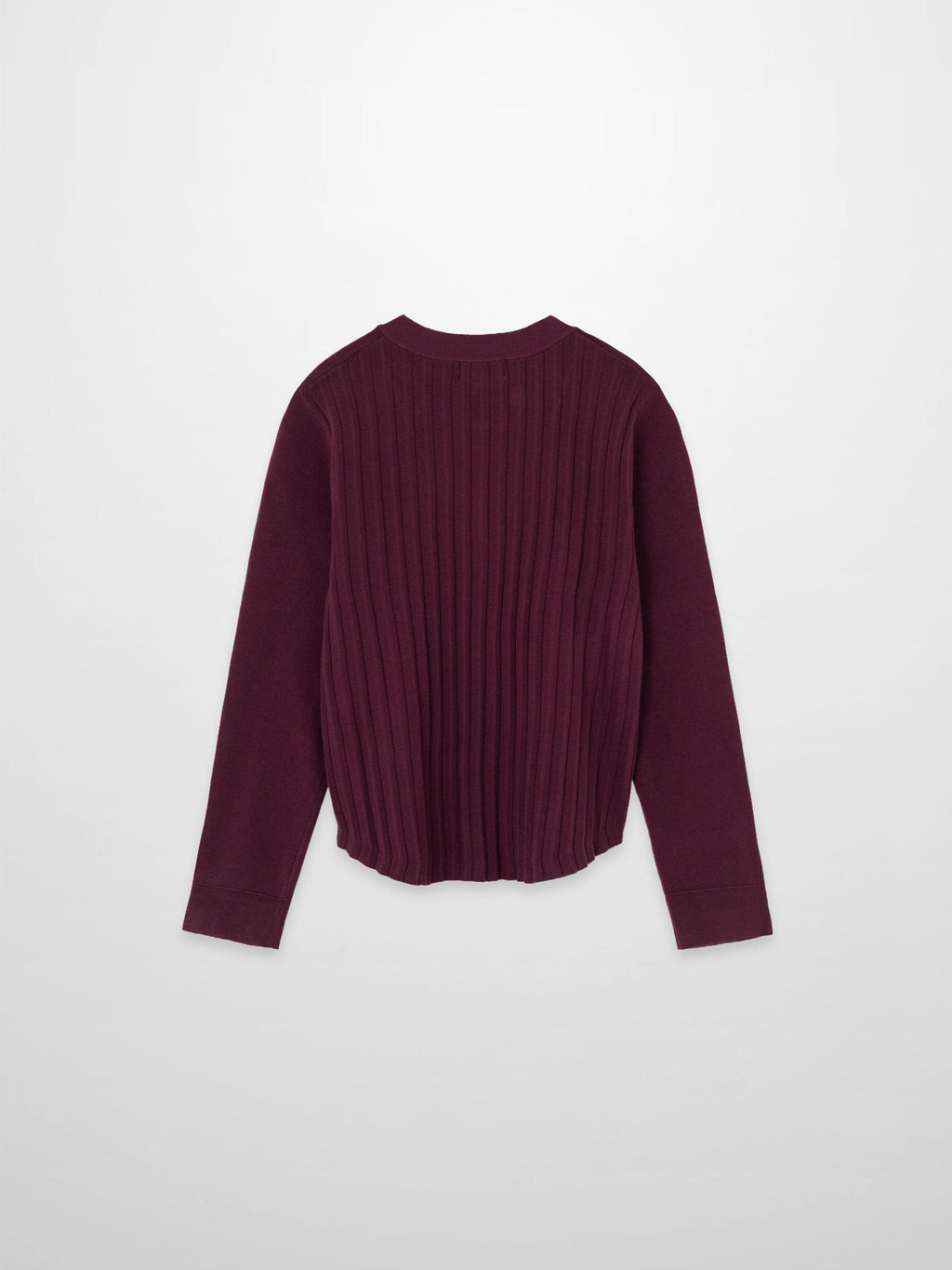 Back Wide Ribbed Cardigan Sweater-Burgundy