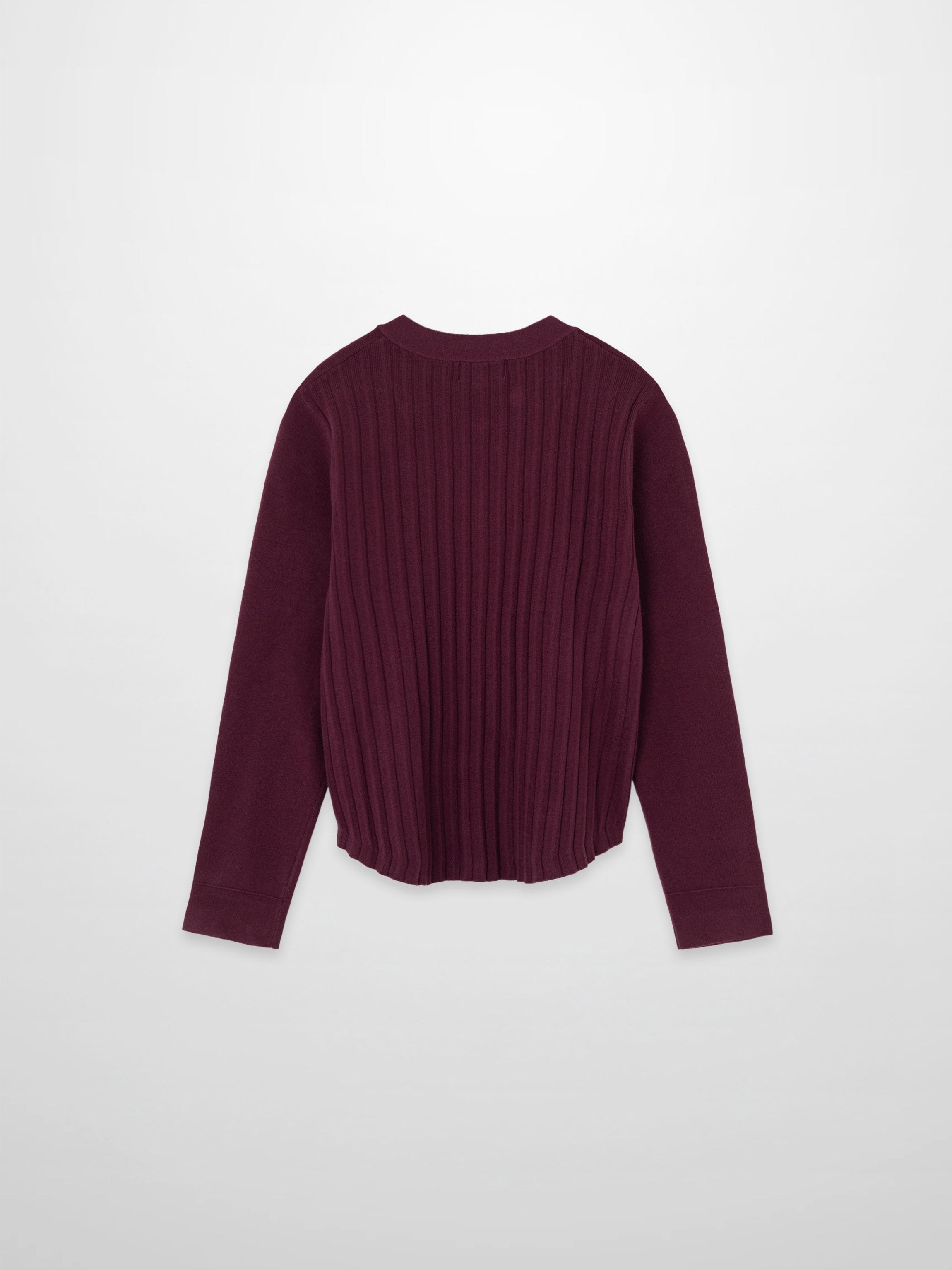 Back Wide Ribbed Cardigan Sweater-Burgundy